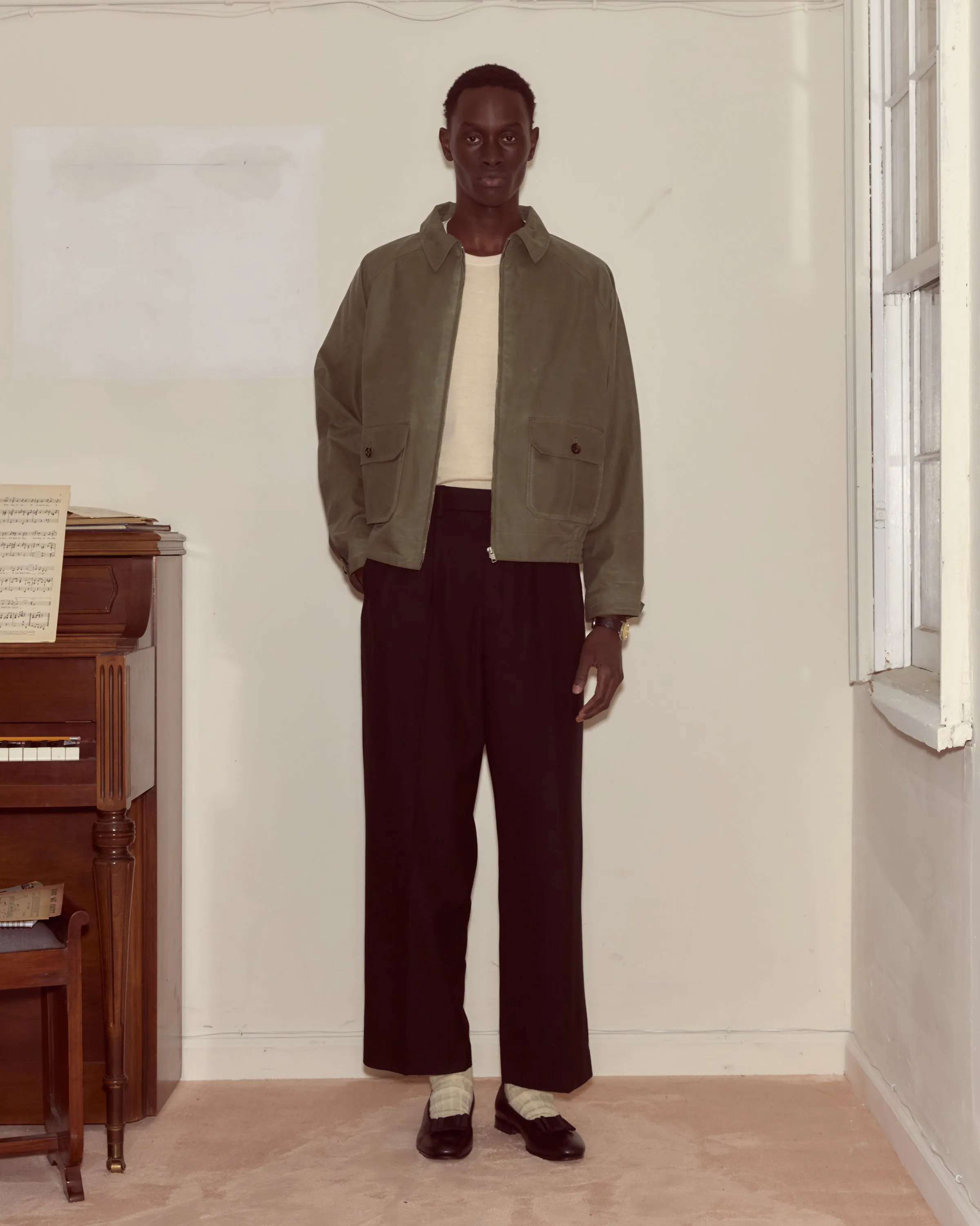 Waxed Coach's Jacket - Light Green sold by BODE