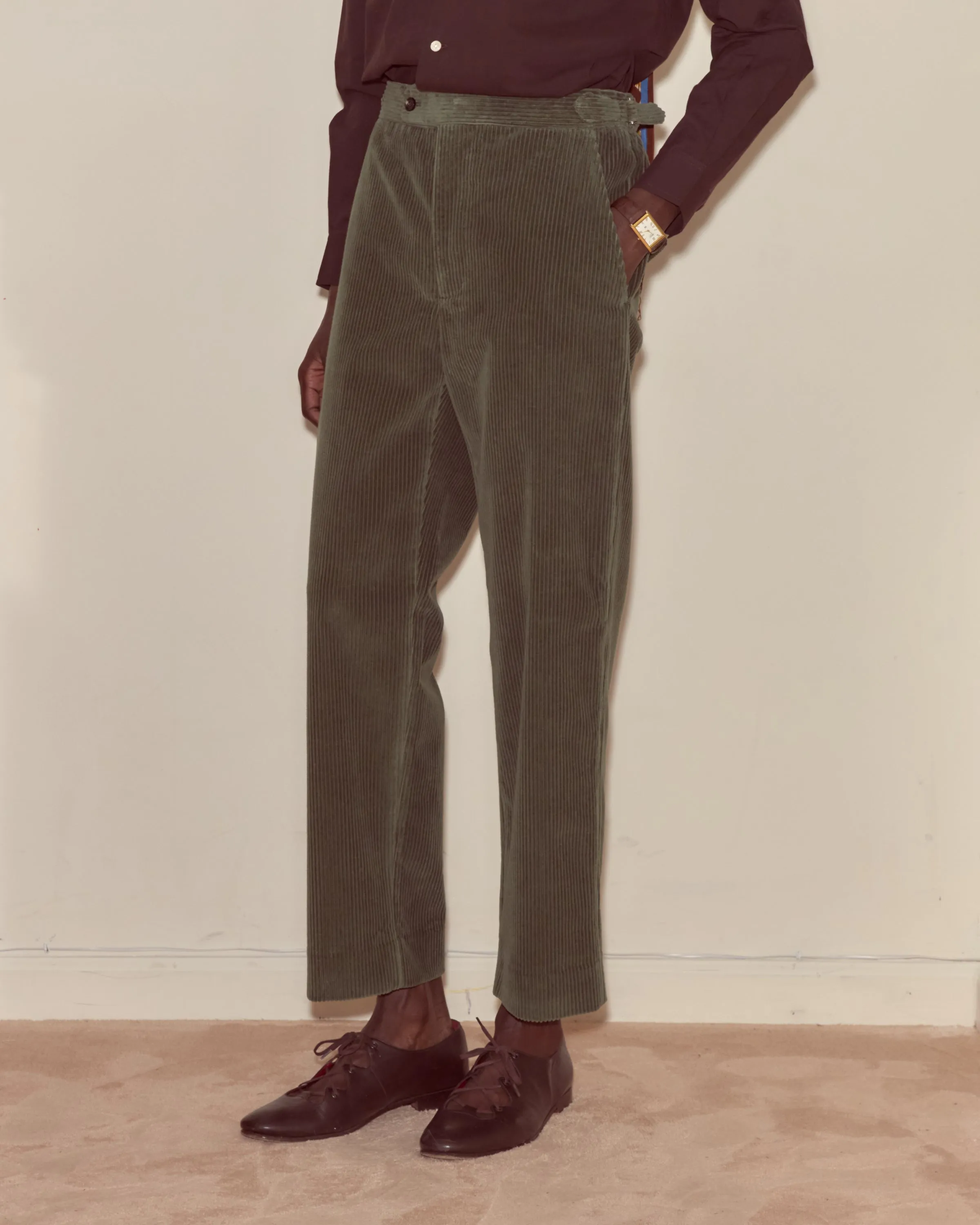 Corduroy Side-Buckle Trousers - Green sold by BODE product image thumbnail 2