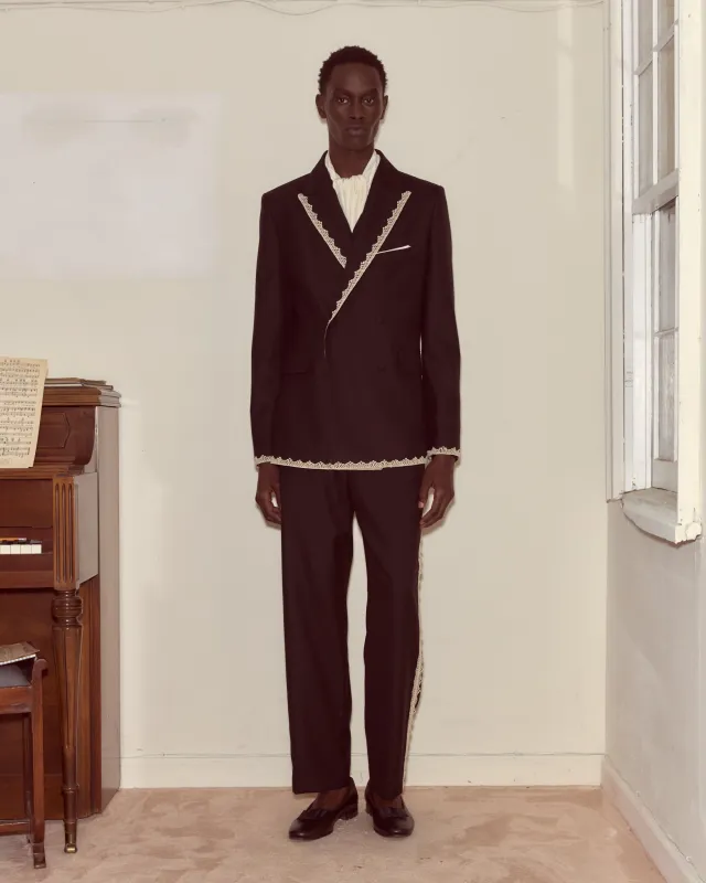 Lacework Double-Breasted Tuxedo Jacket sold by BODE