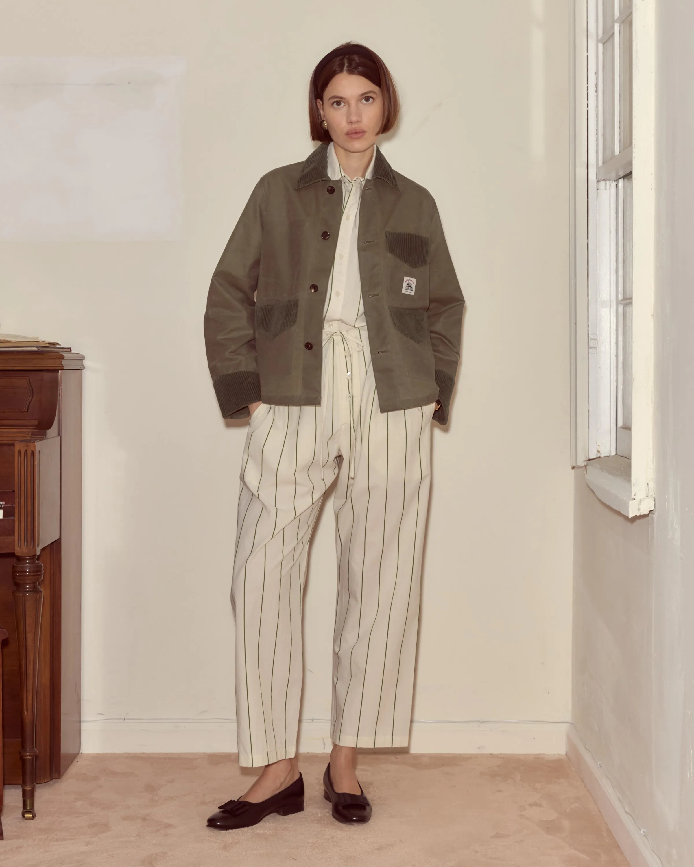 Waxed Craft Jacket - Light Green sold by BODE