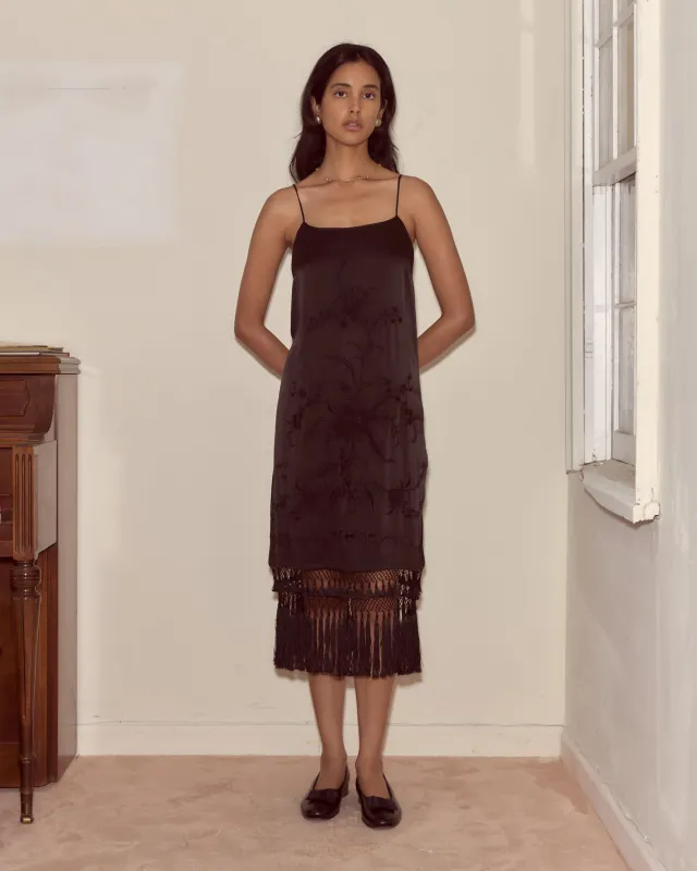 Worcester Fringe Dress - Black sold by BODE