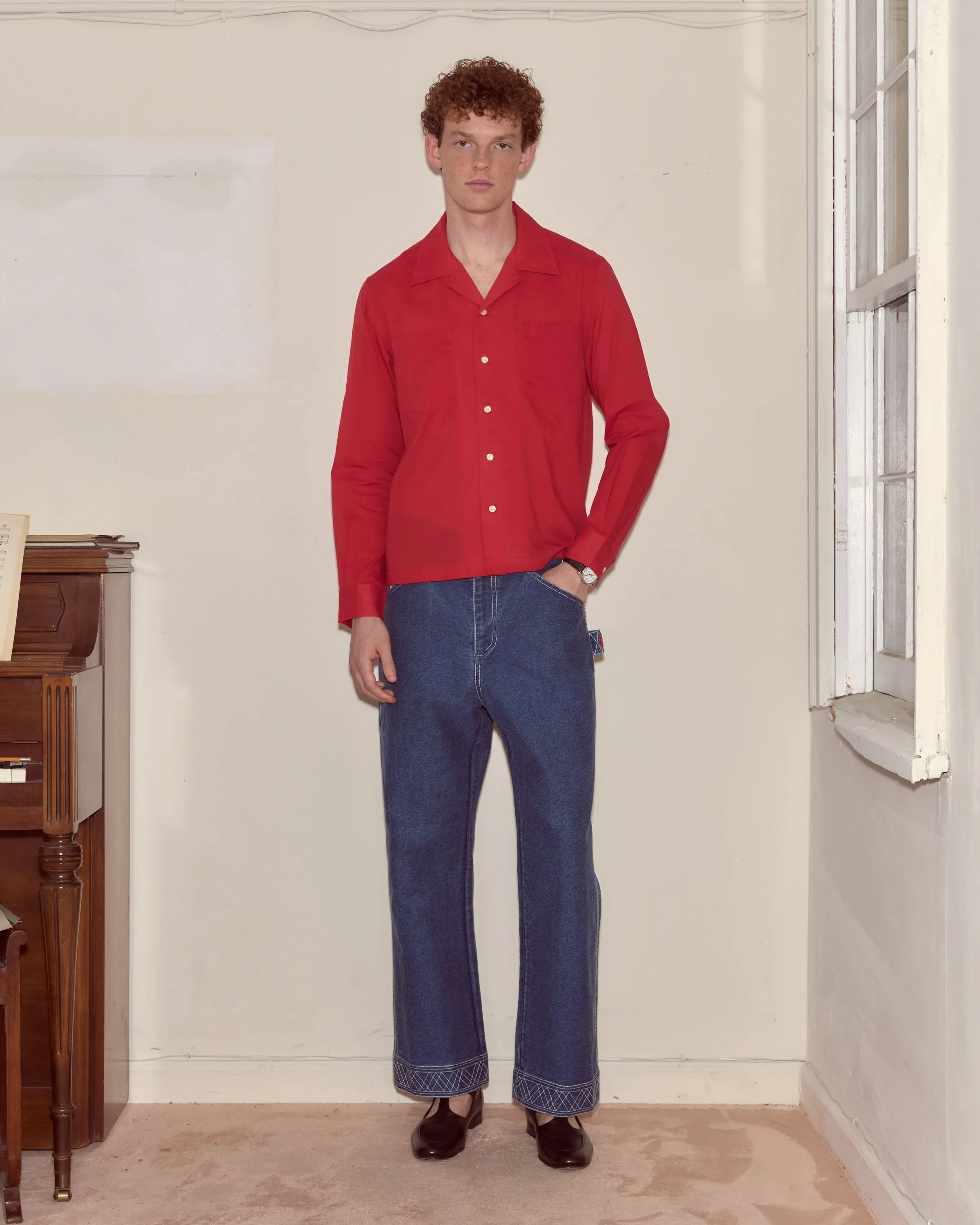 Voile Long Sleeve Shirt - Red sold by BODE