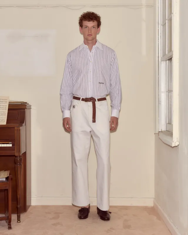 Twill Knolly Brook Trousers - White sold by BODE