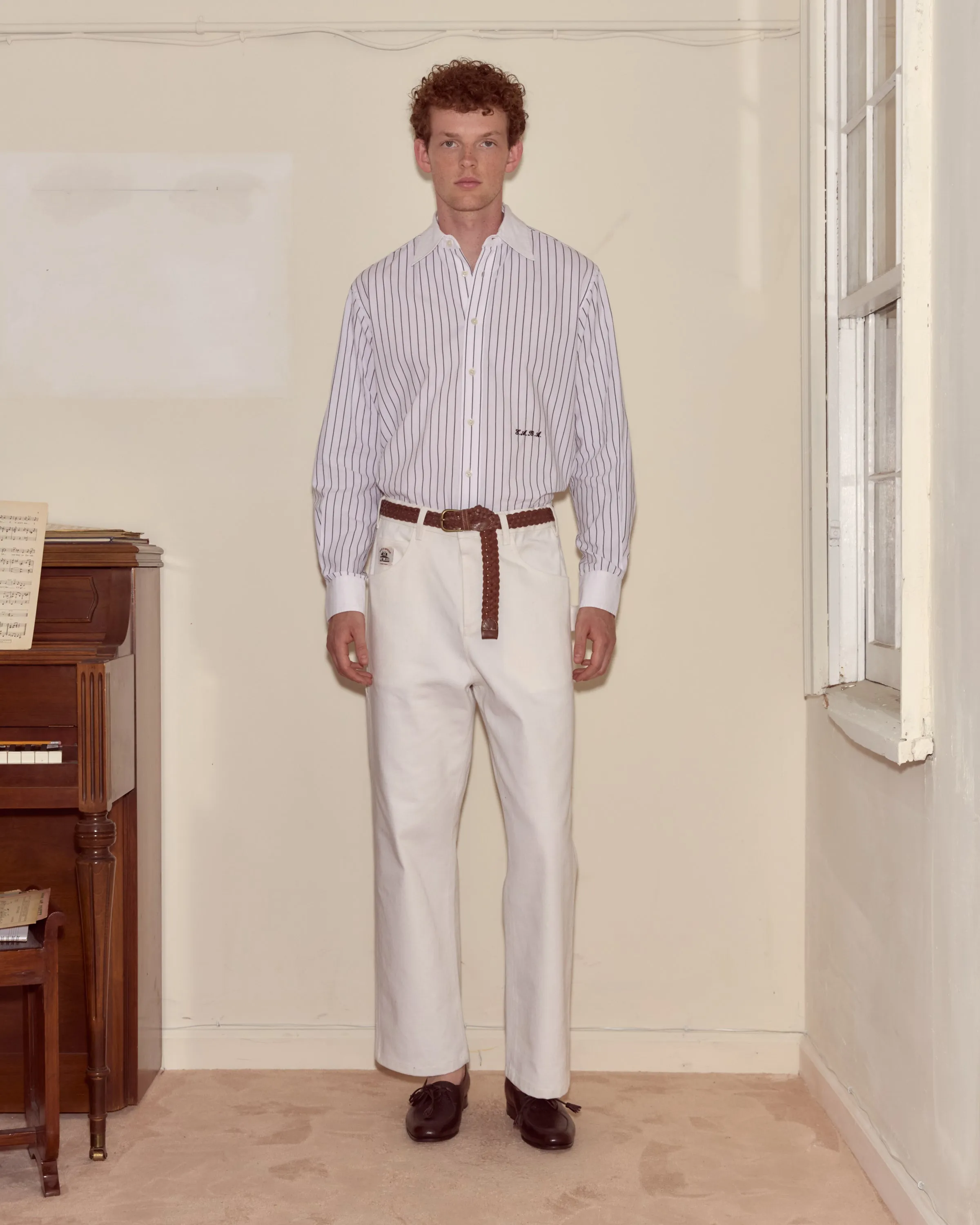 Twill Knolly Brook Trousers - White sold by BODE