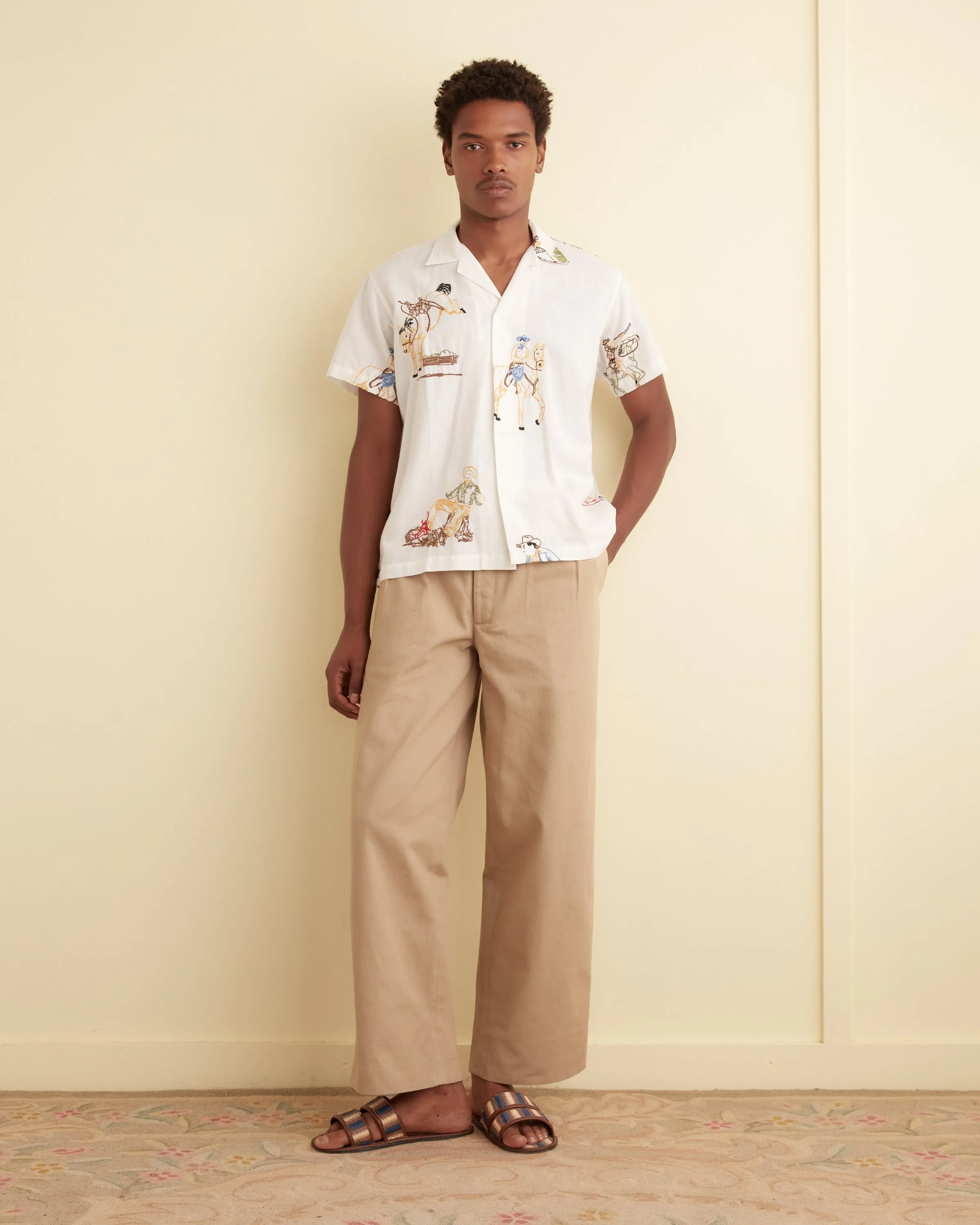 Embroidered Buckaroo Short Sleeve Shirt sold by BODE