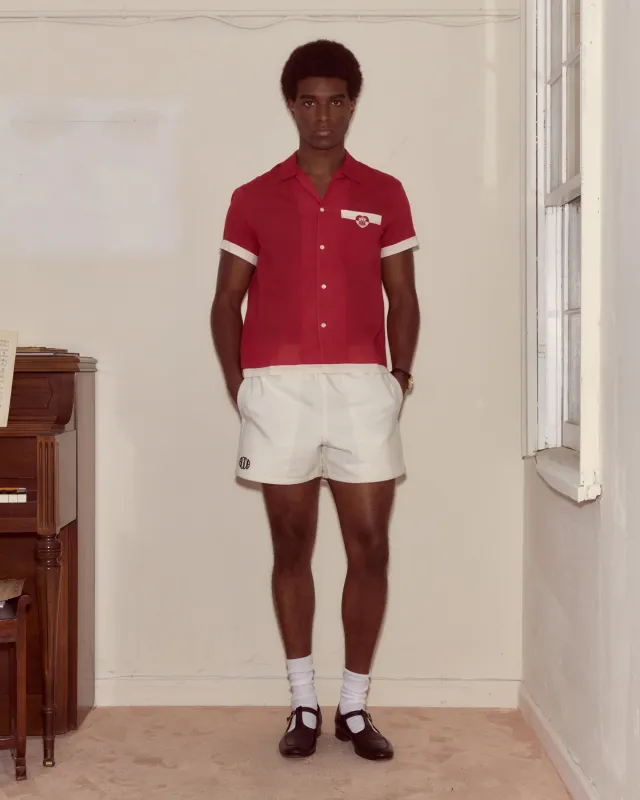 Heart Deco Short Sleeve Shirt - Red/White made by BODE