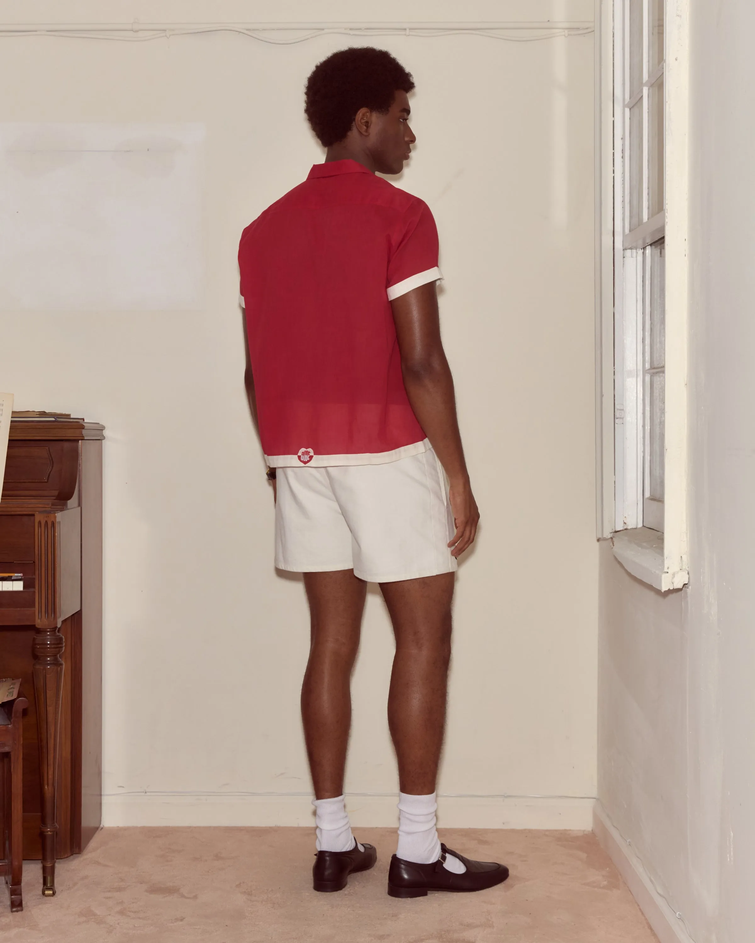 Heart Deco Short Sleeve Shirt - Red/White sold by BODE product image thumbnail 3