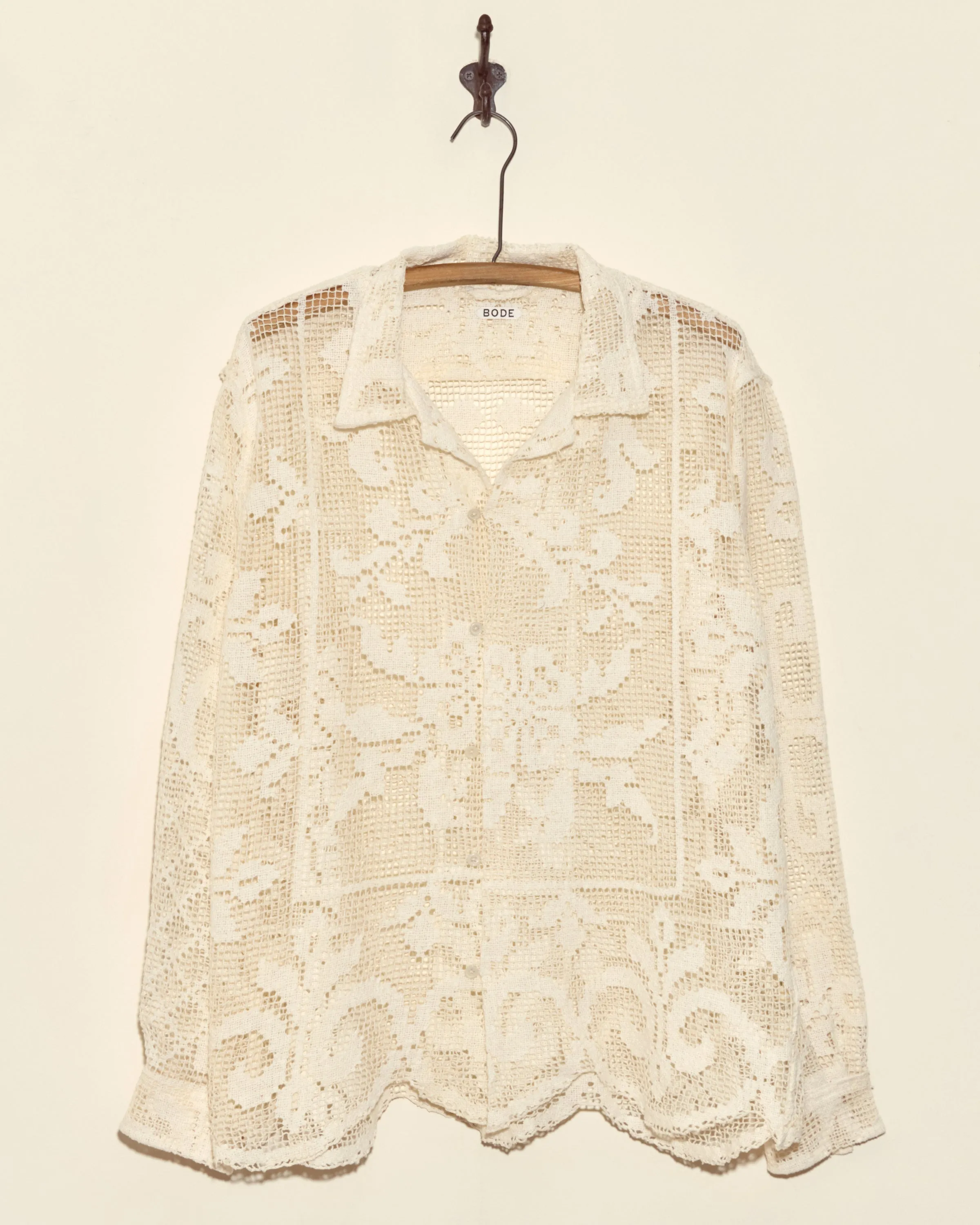 Fleur Lace Long Sleeve Shirt - L sold by BODE