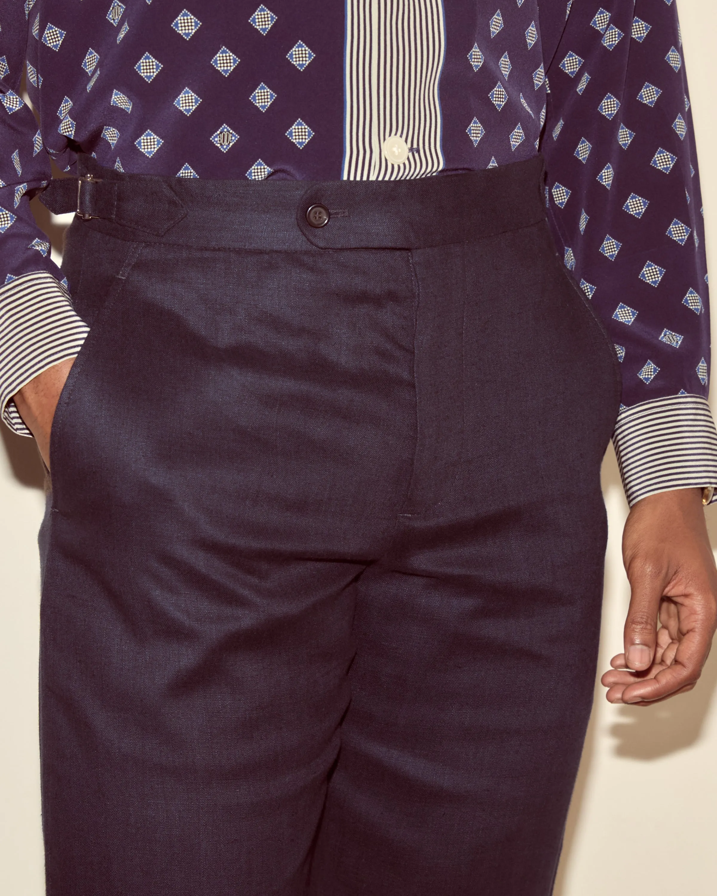Lightweight Linen Side-Buckle Trousers - Midnight sold by BODE product image thumbnail 2