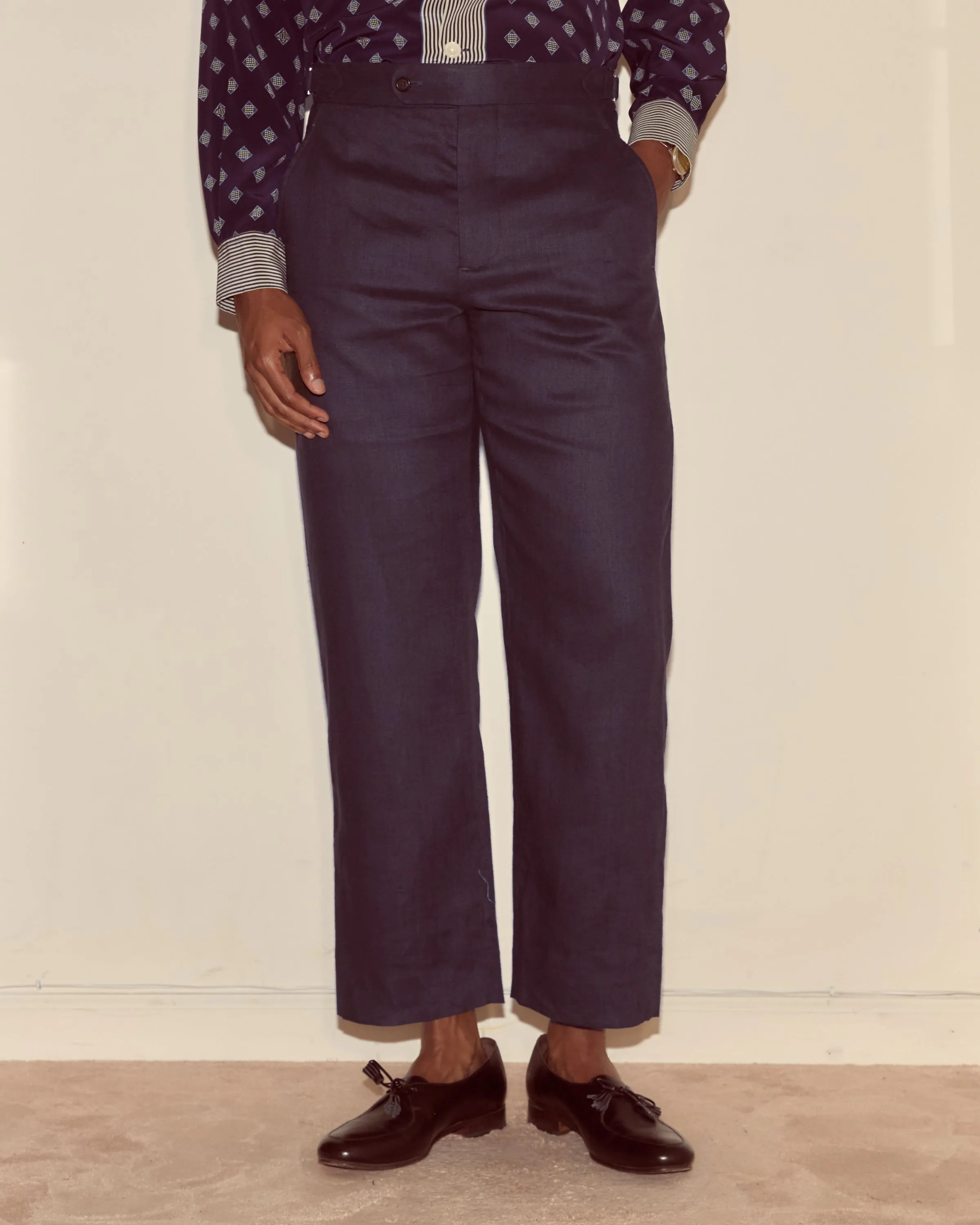 Lightweight Linen Side-Buckle Trousers - Midnight sold by BODE product image thumbnail 4