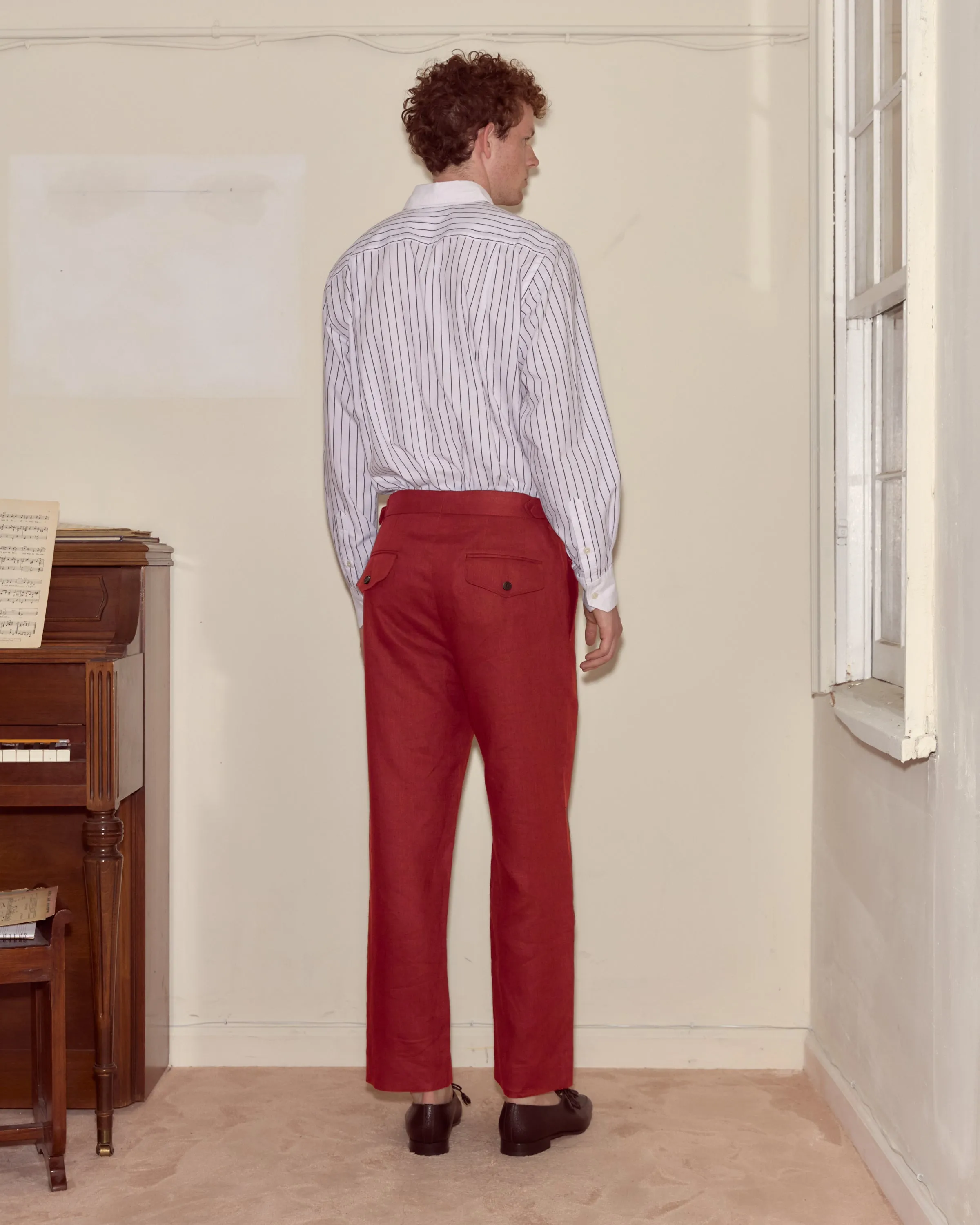 Lightweight Linen Side-Buckle Trousers - Red sold by BODE product image thumbnail 3