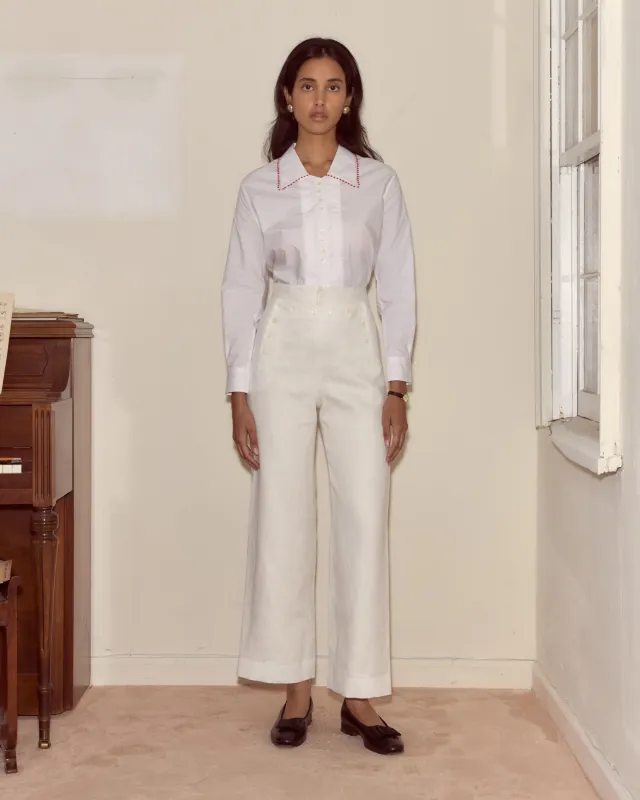 Linen Sailor Trousers - White made by BODE