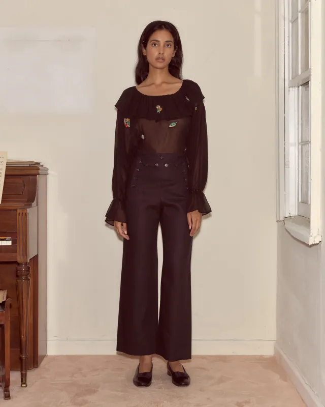 Linen Sailor Trousers - Black made by BODE