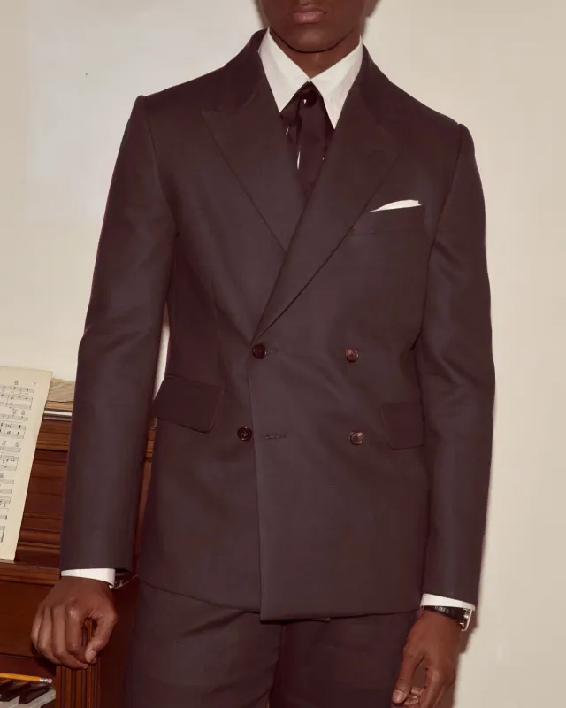 Lightweight Linen Double-Breasted Suit Jacket - Black made by BODE