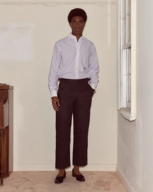 Lightweight Linen Side-Buckle Trousers - Black sold by BODE