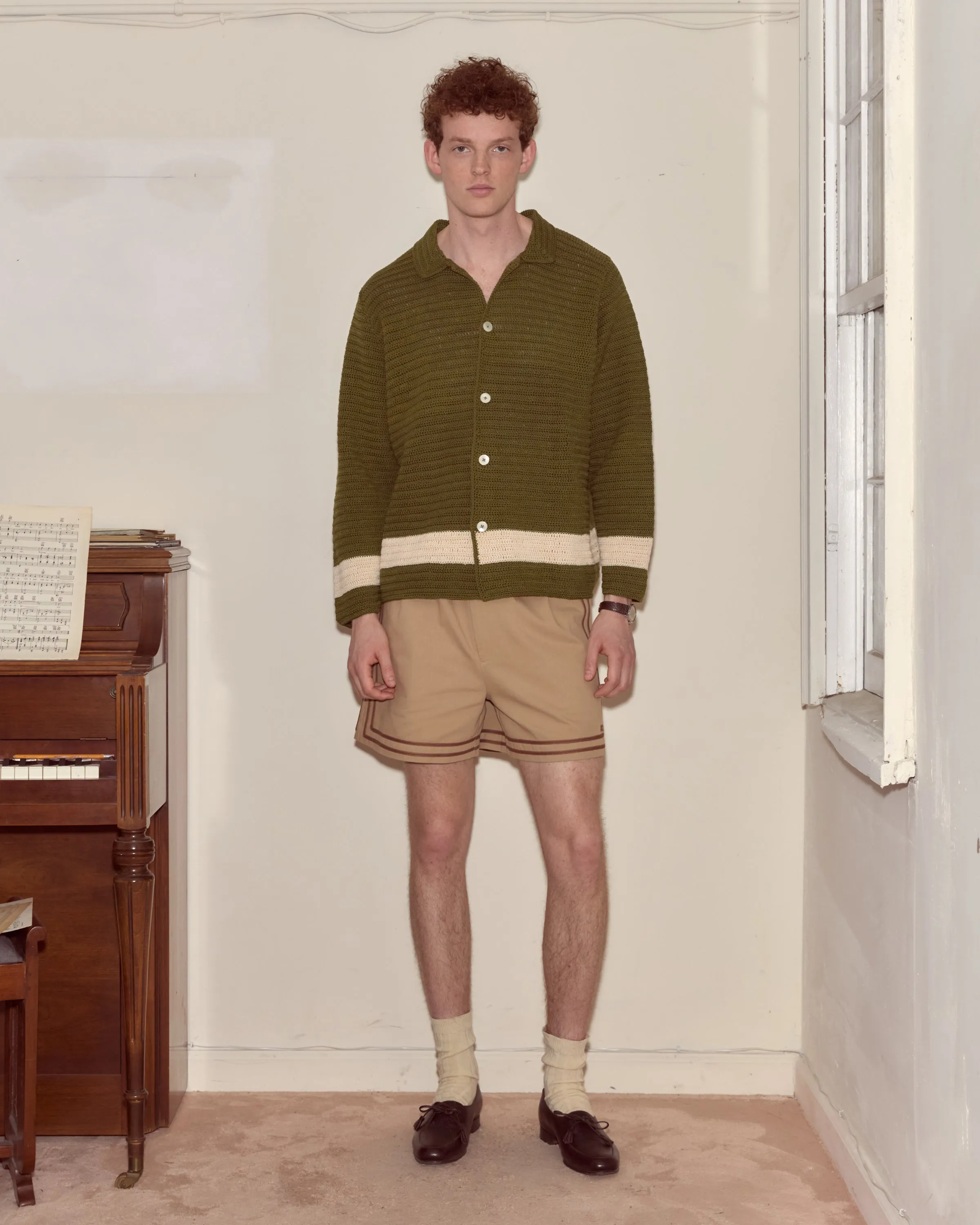 Marsh Crochet Long Sleeve Shirt sold by BODE