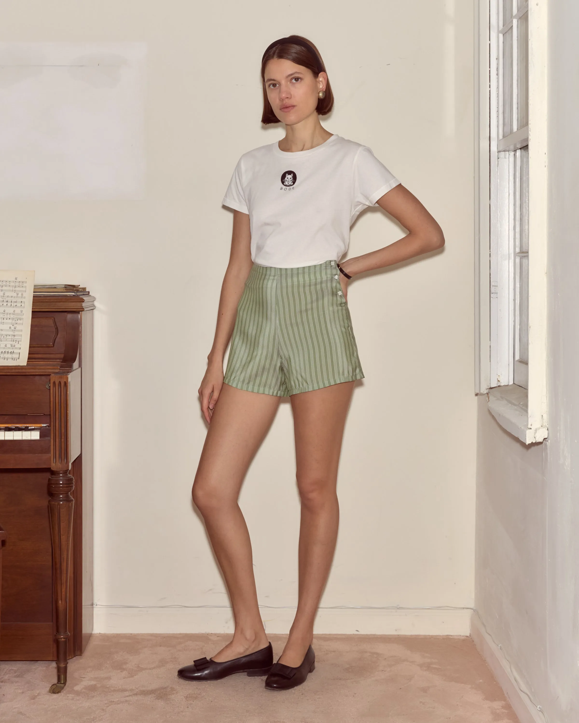 Sylvan Stripe Shorts - Green sold by BODE