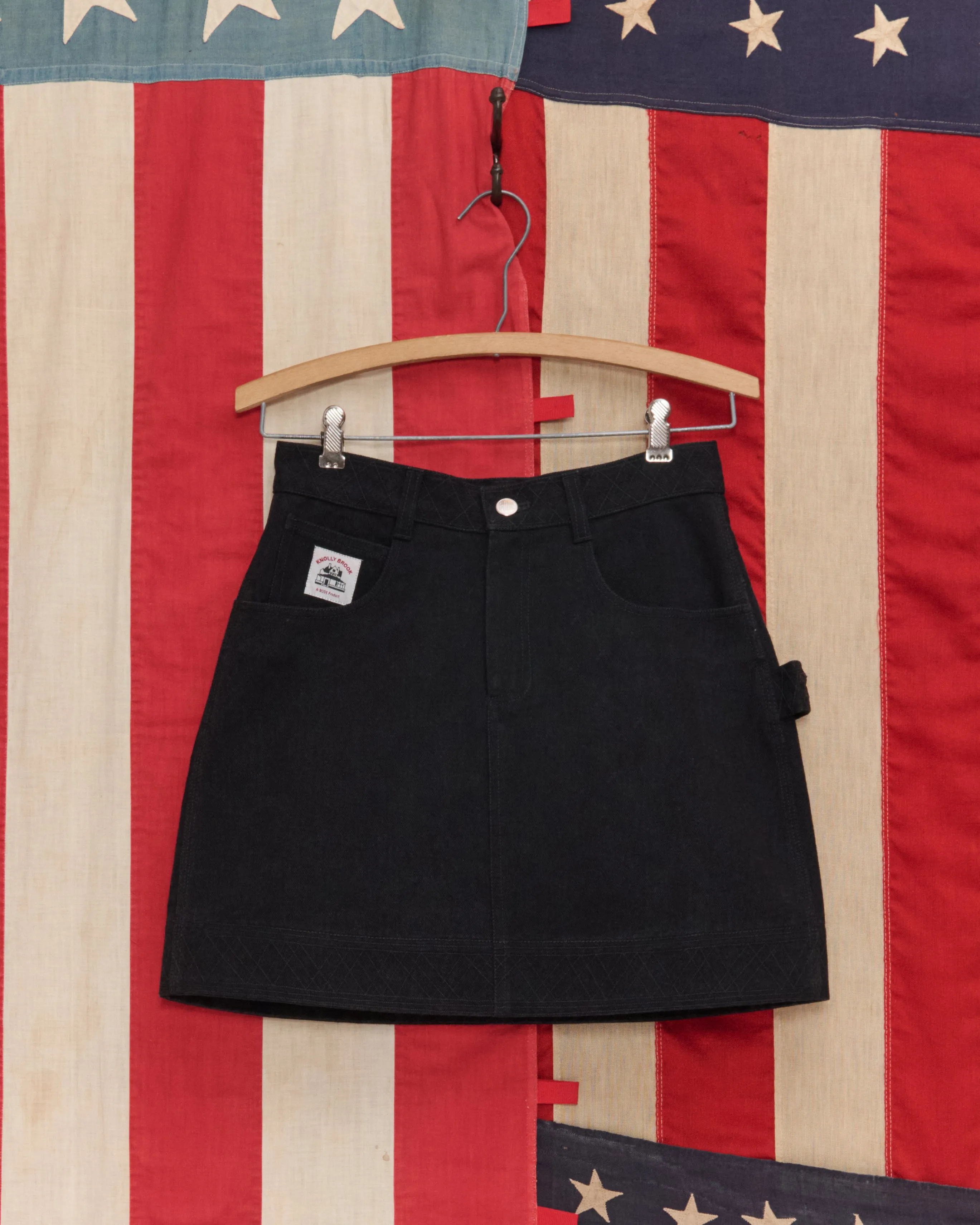 Embroidered Denim Skirt - Black sold by BODE