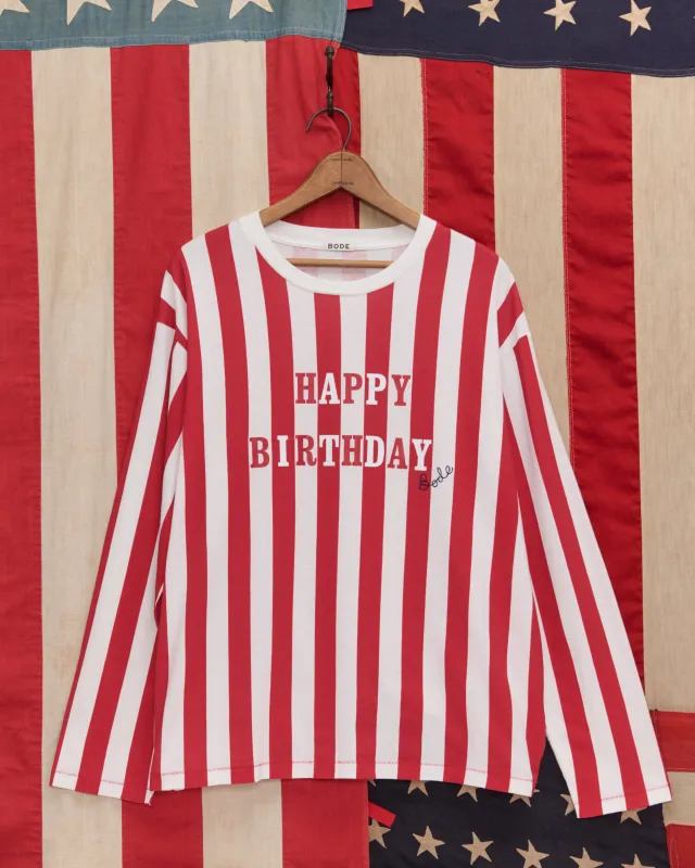 Birthday Stripe Tee made by BODE