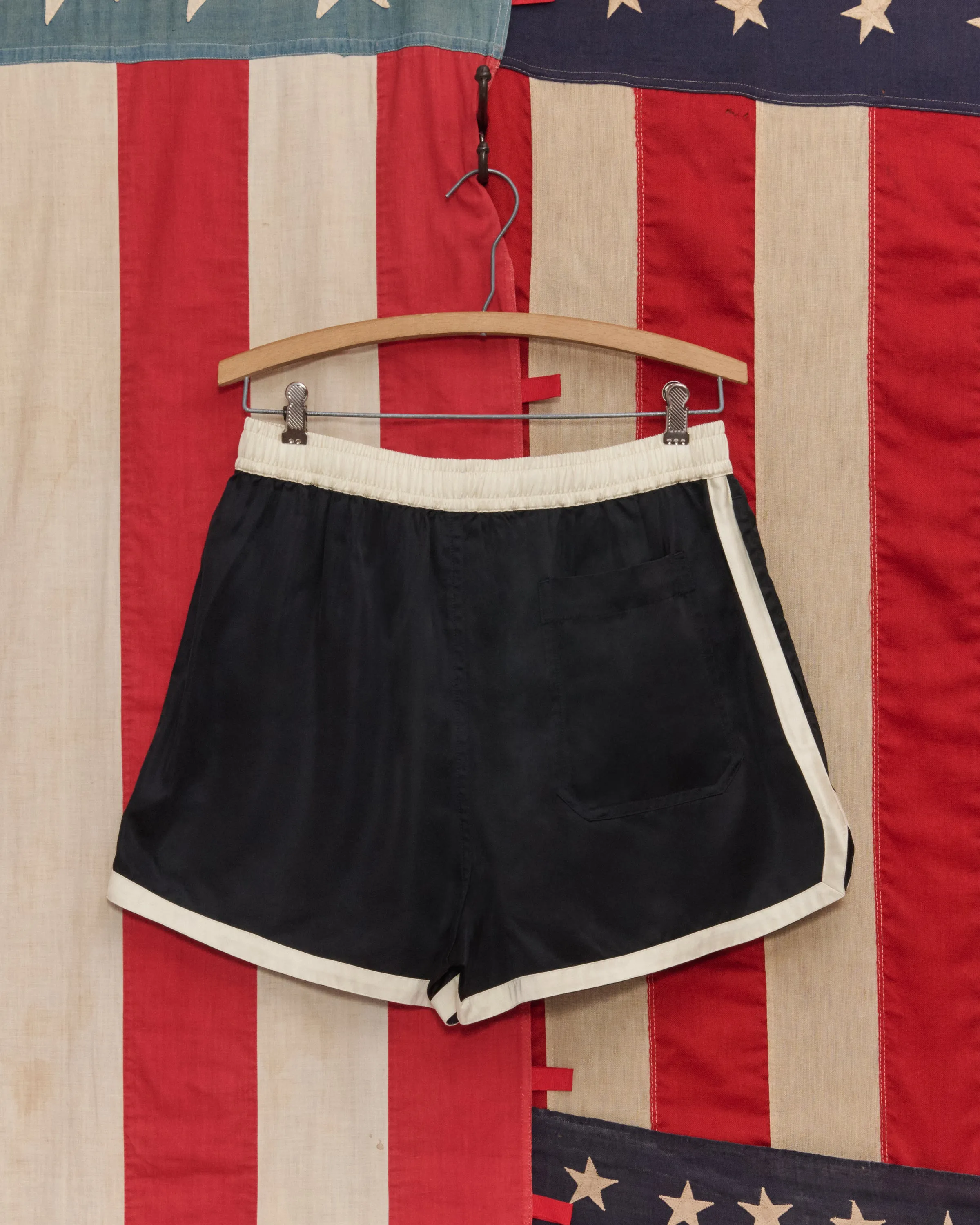 Satin Gym Shorts - Black/Cream sold by BODE product image thumbnail 2