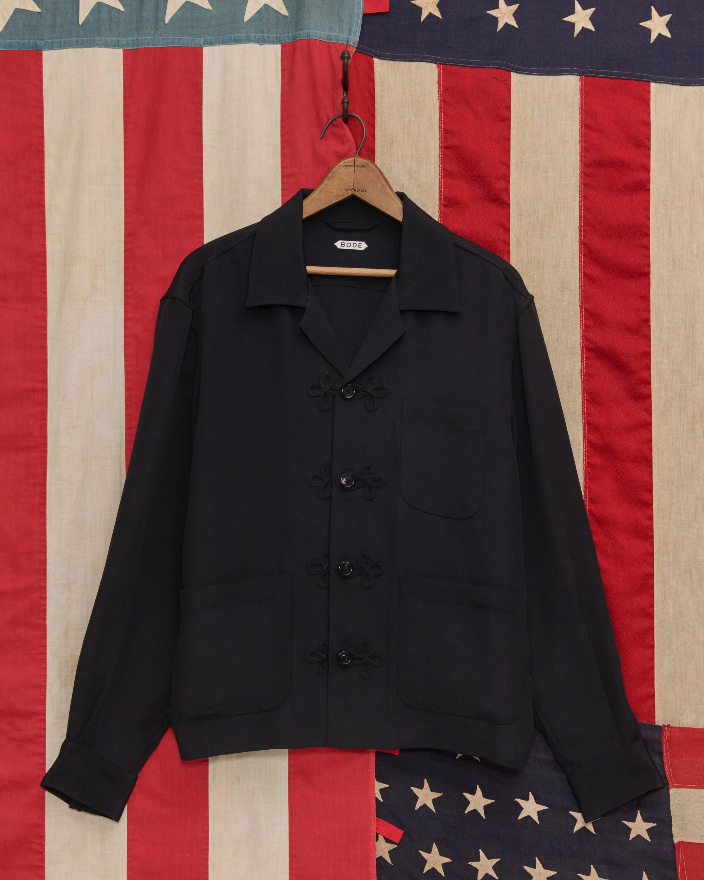Trillium Long Sleeve Shirt - Black sold by BODE