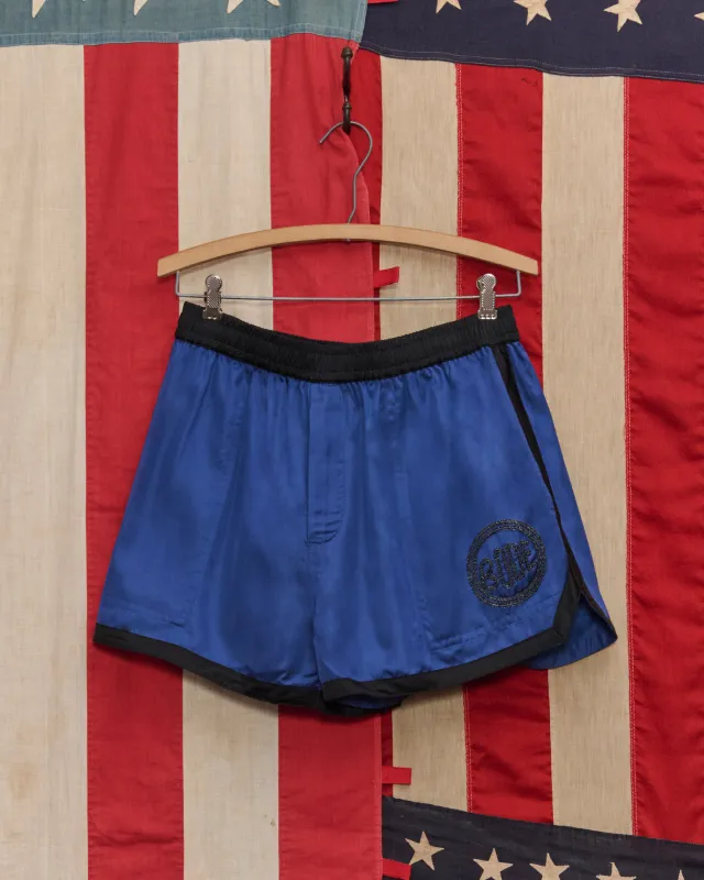Satin Gym Shorts - Blue/Black made by BODE