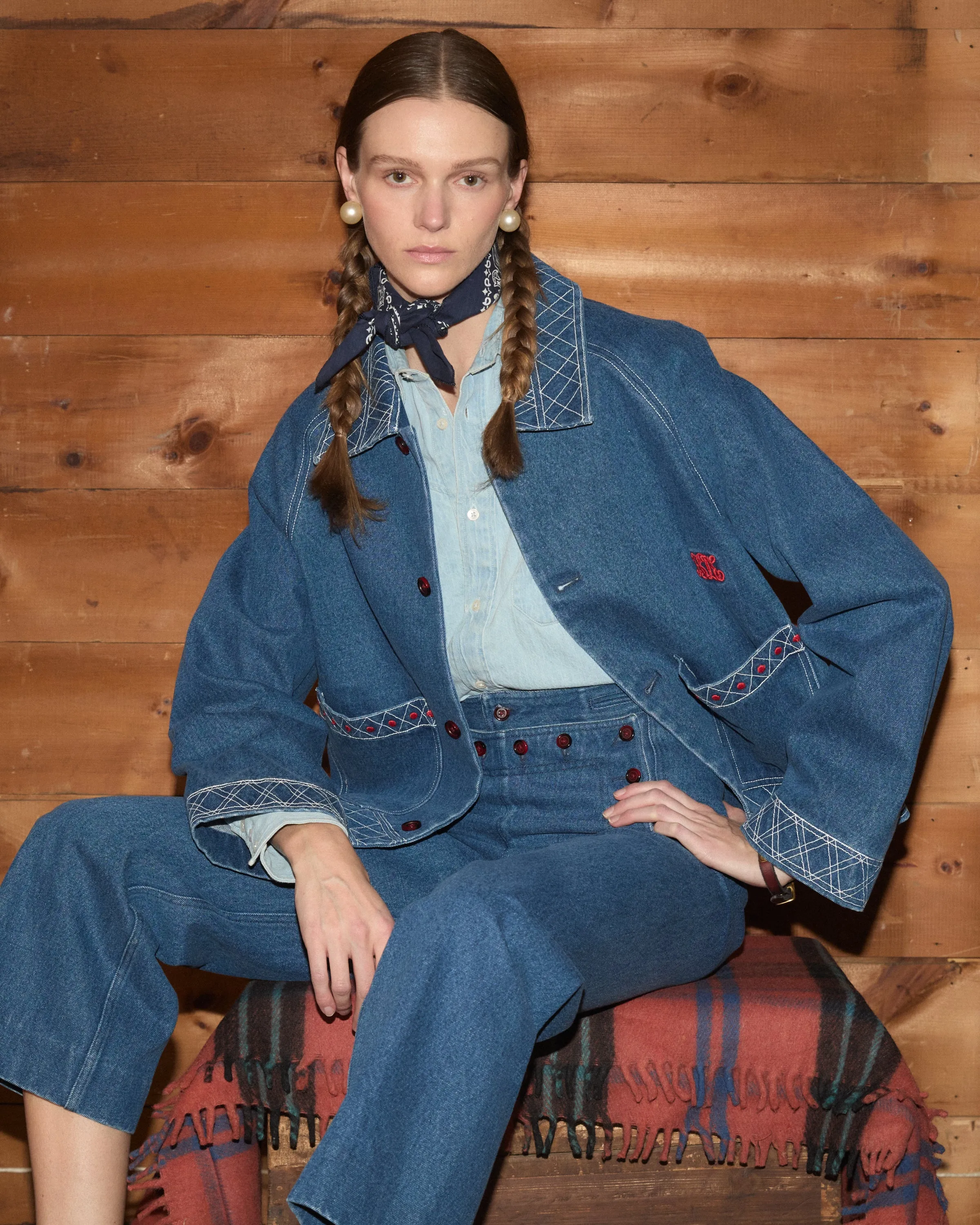 Embroidered Denim Jacket sold by BODE product image thumbnail 5