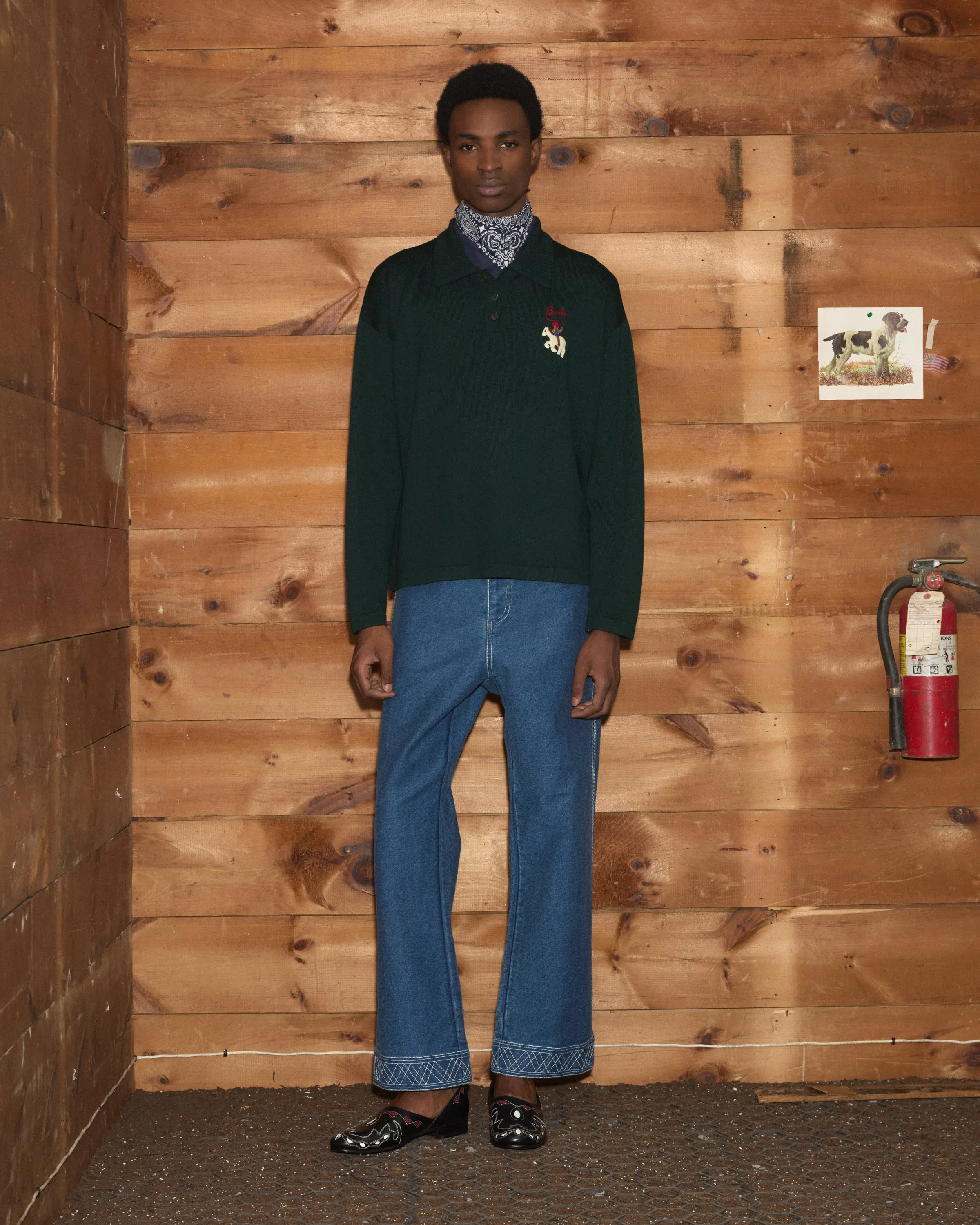 Cowboy Appliqué Polo - Green sold by BODE product image thumbnail 3