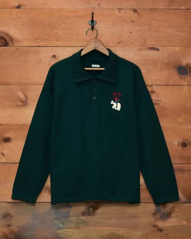 Cowboy Appliqué Polo - Green made by BODE