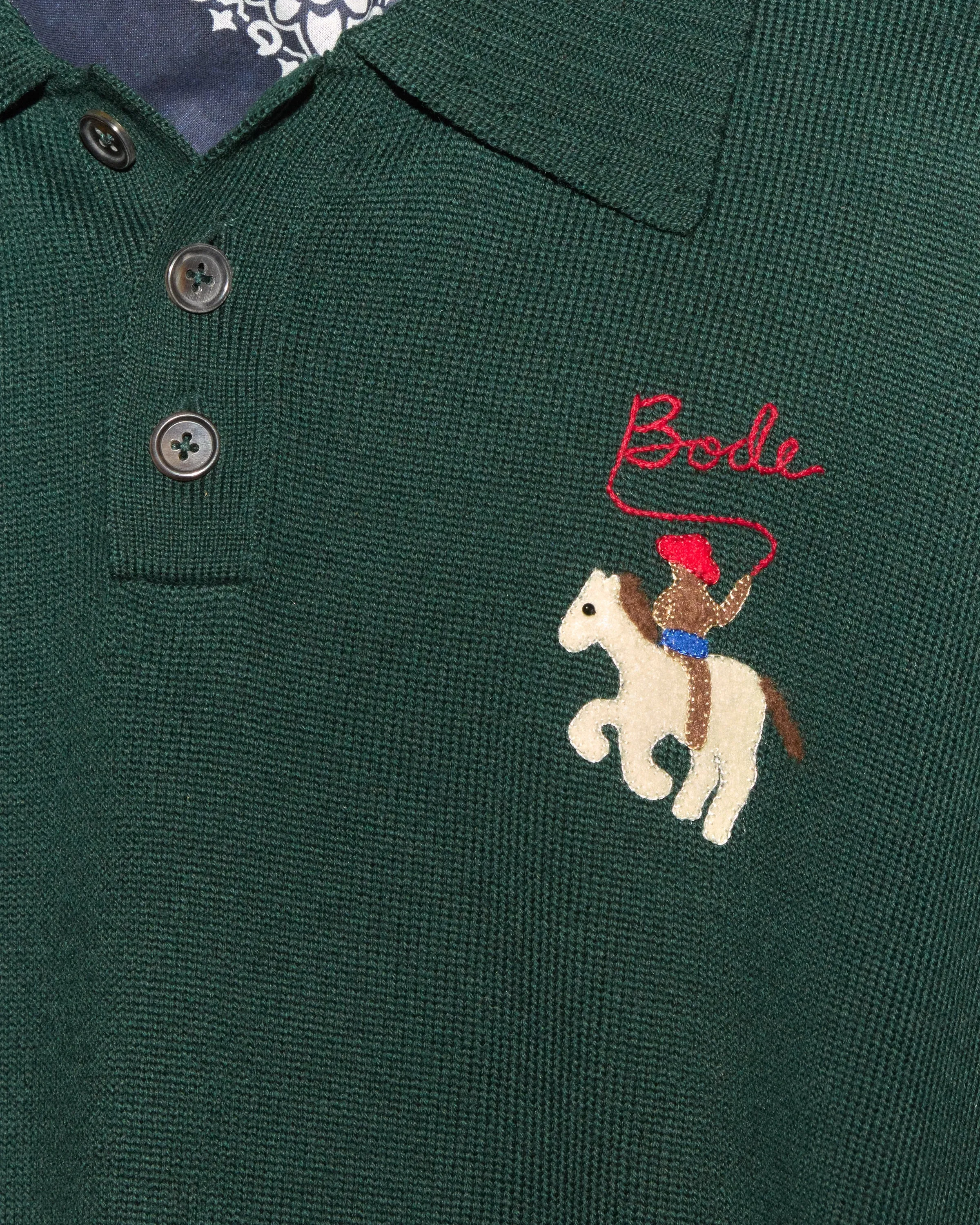 Cowboy Appliqué Polo - Green sold by BODE product image thumbnail 4