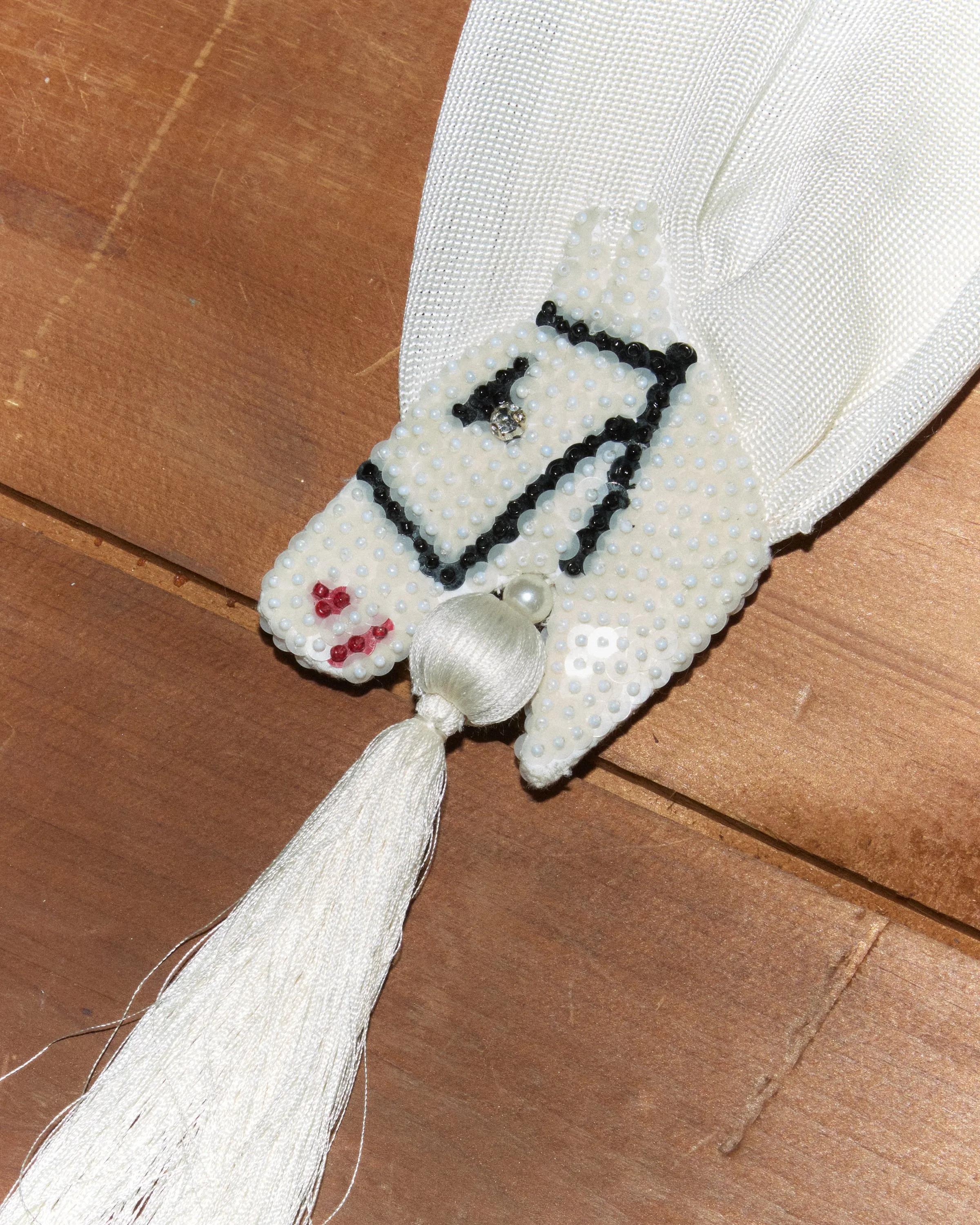 Sequin Pony Scarf - Cream sold by BODE product image thumbnail 3