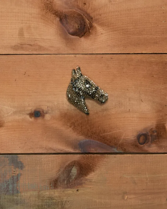 Sequin Pony Brooch - Brown made by BODE