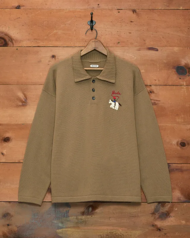 Cowboy Appliqué Polo - Tan made by BODE
