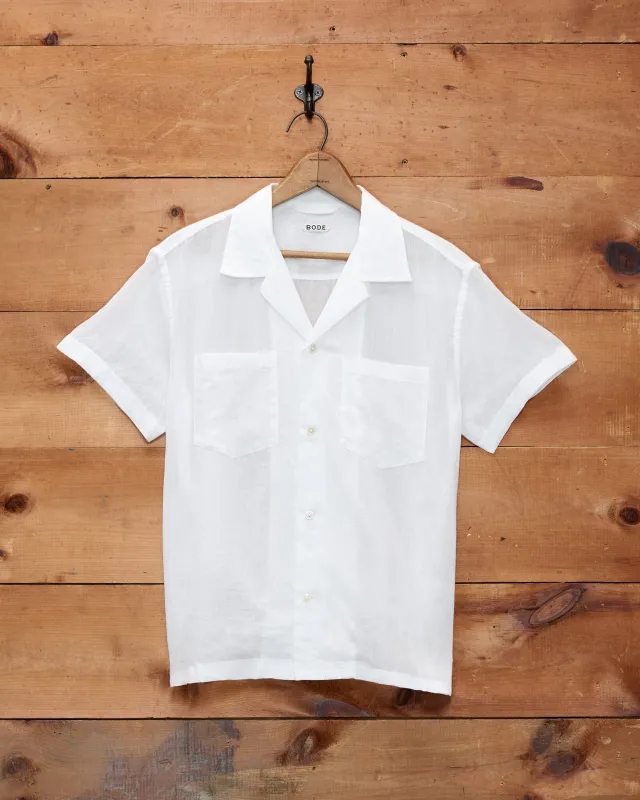 Voile Short Sleeve Shirt - White made by BODE