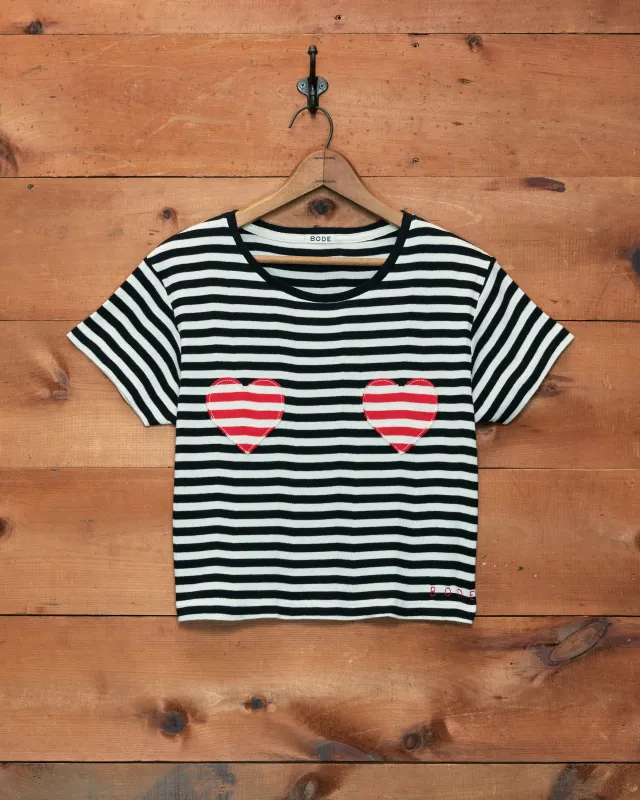 Rib Stripe Heart Tee made by BODE