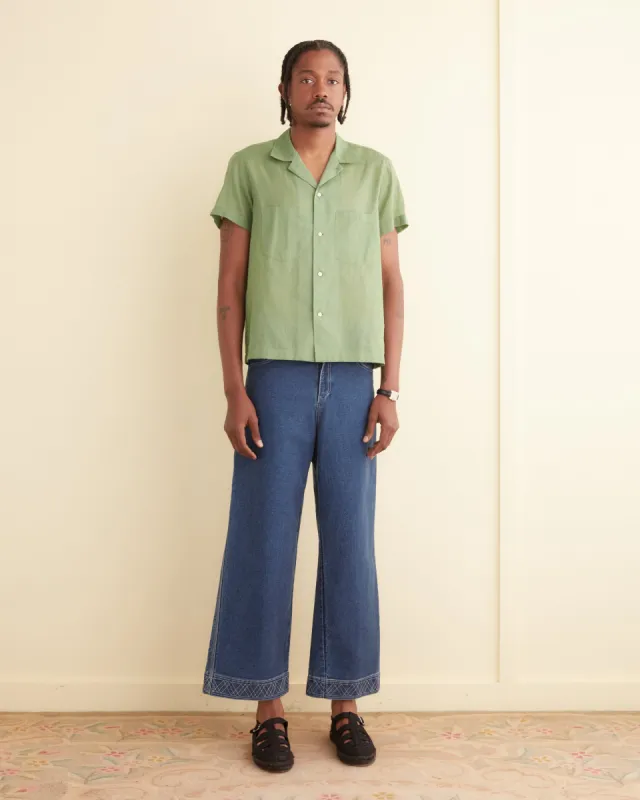 Voile Short Sleeve Shirt - Green sold by BODE