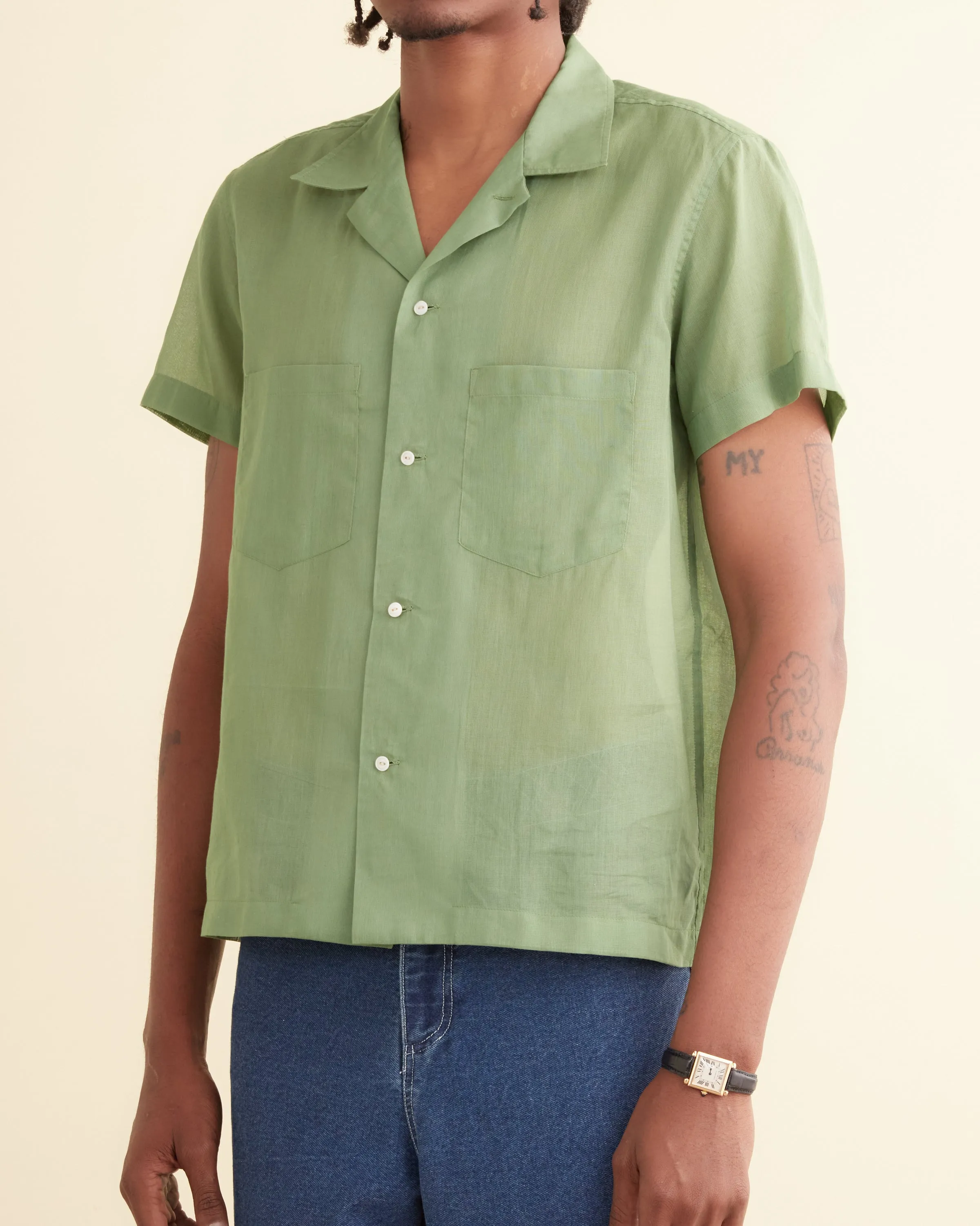 Voile Short Sleeve Shirt - Green sold by BODE product image thumbnail 2