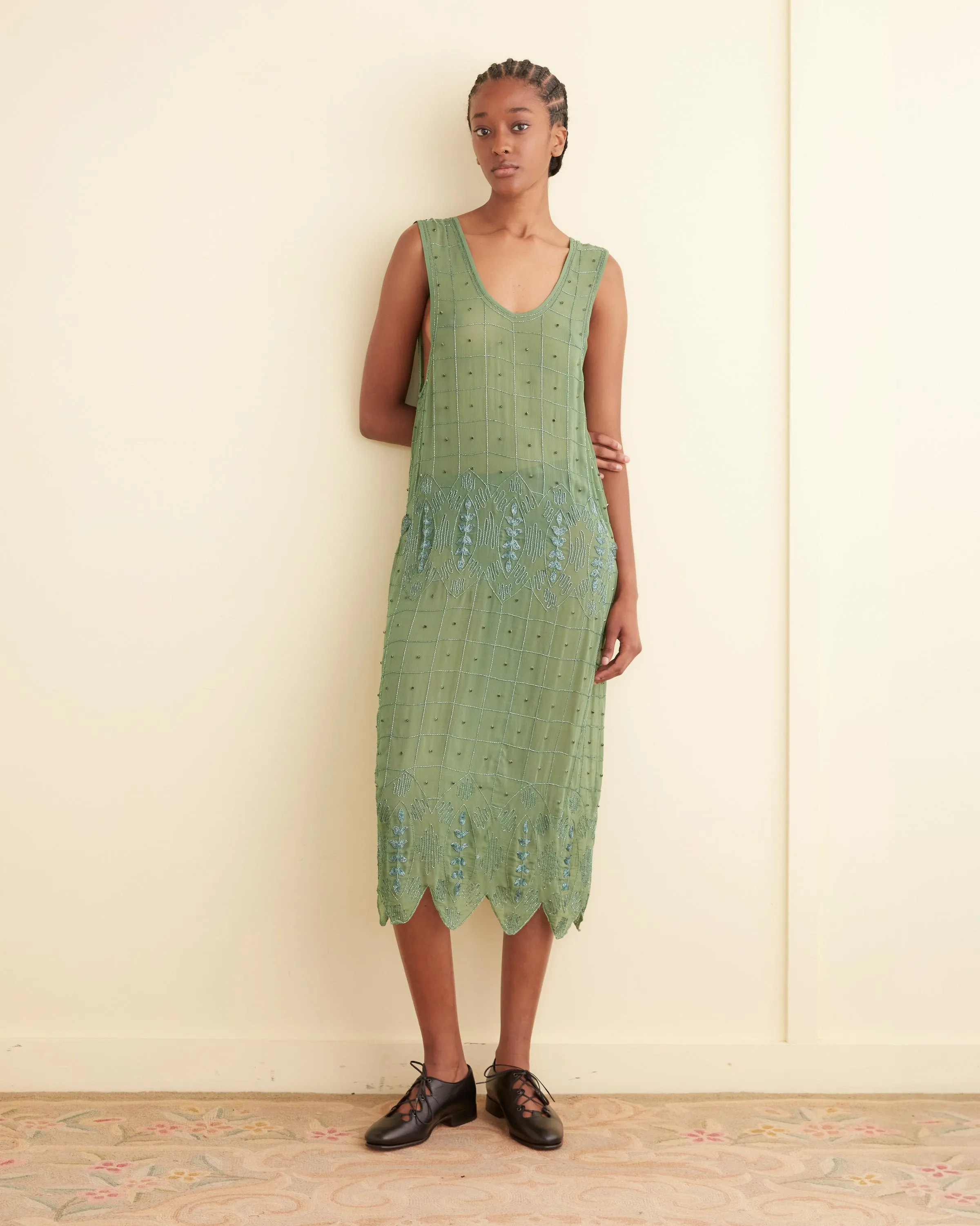 Beaded Grid Vine Dress sold by BODE