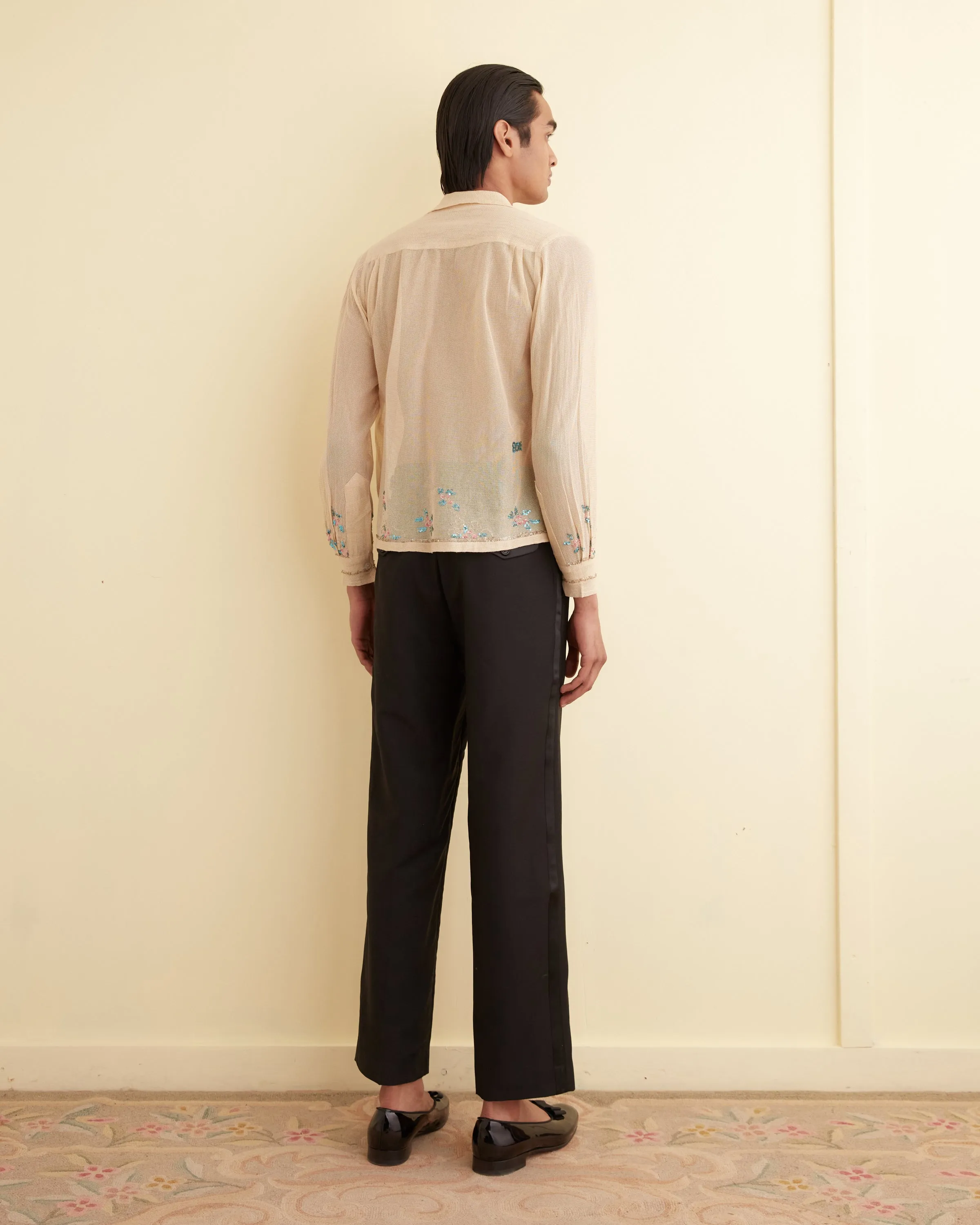 Sequined Floral Net Long Sleeve Shirt sold by BODE product image thumbnail 3