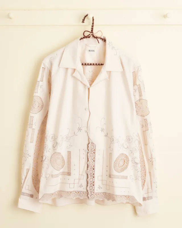 Floral Grate Long Sleeve Shirt - S sold by BODE