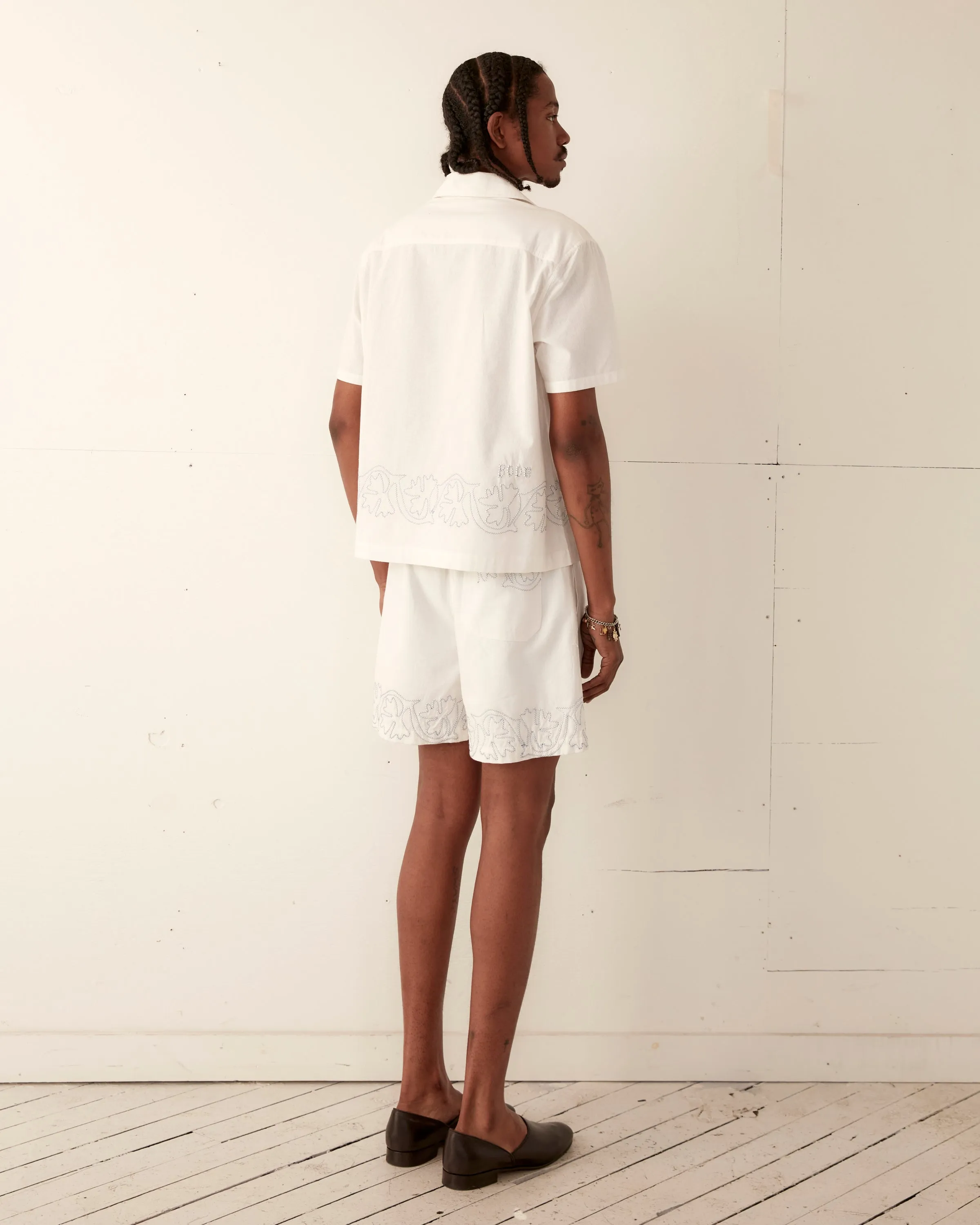 Zig-Zag Couching Short Sleeve Shirt sold by BODE product image thumbnail 4