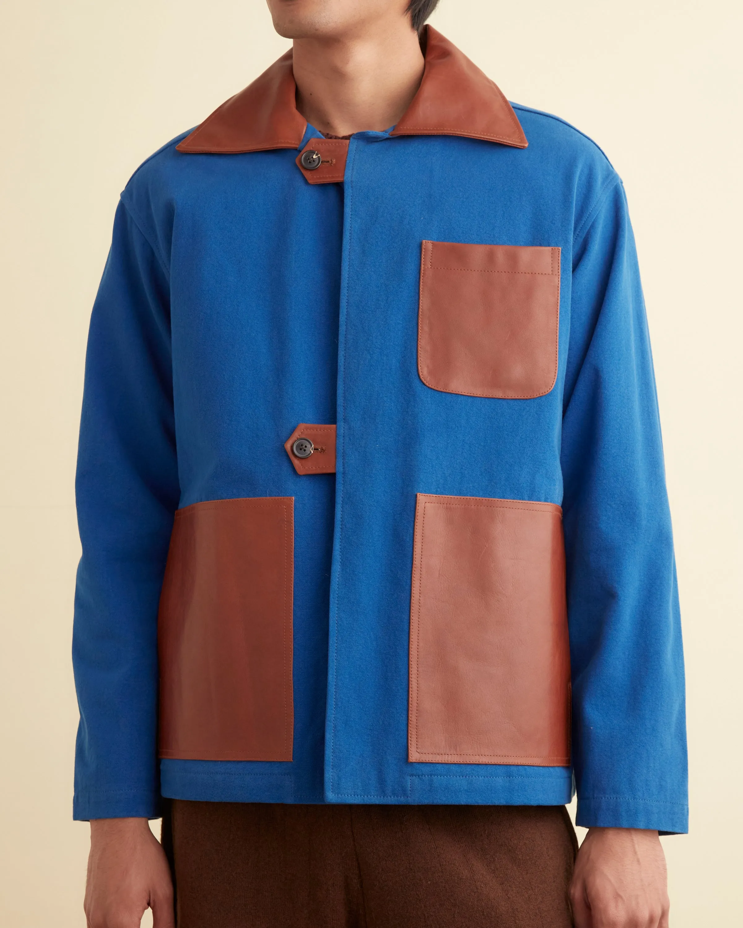 Leather Tab Jacket - Tan/Blue sold by BODE product image thumbnail 2