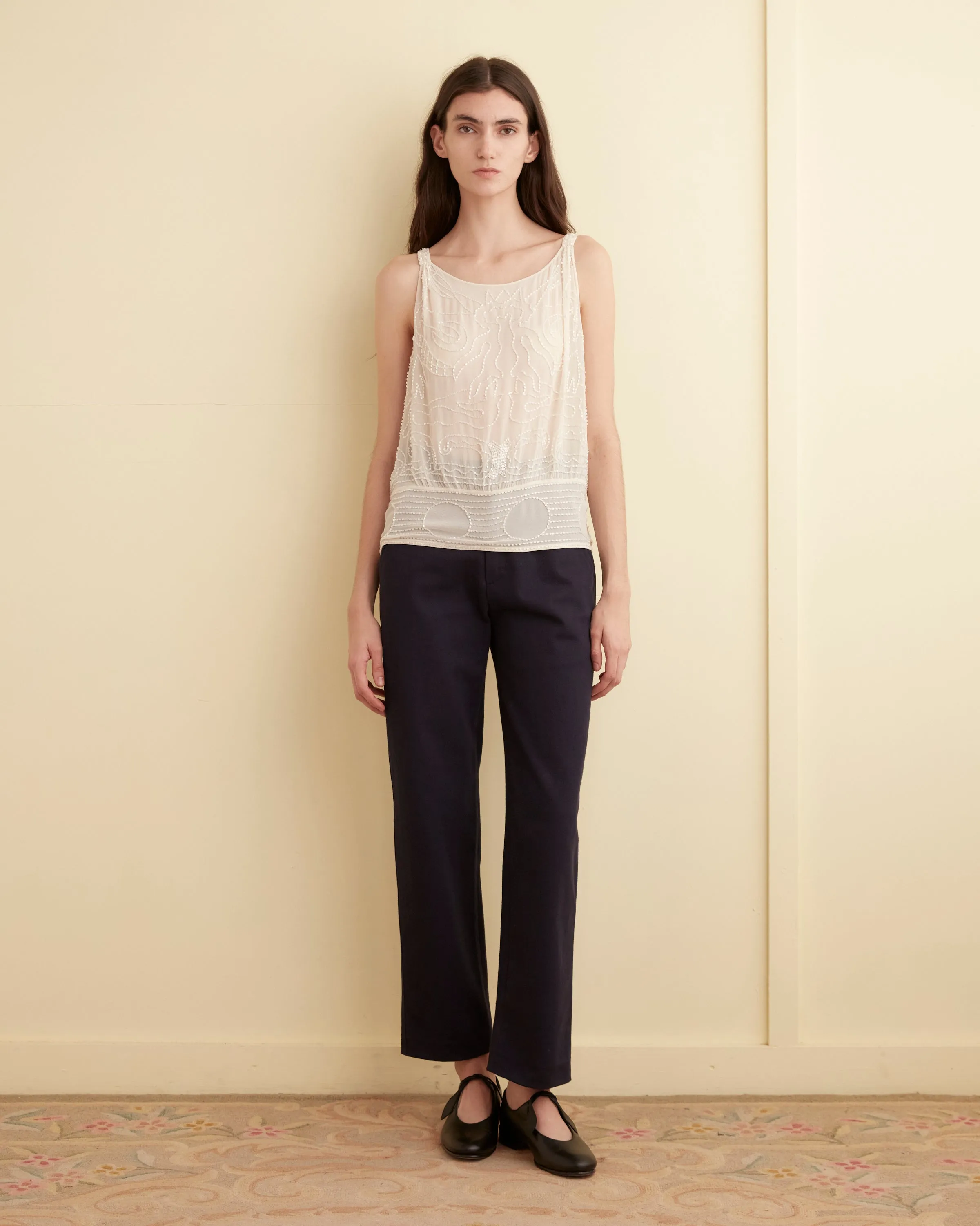 Beaded Myrtle Shirt - Cream sold by BODE