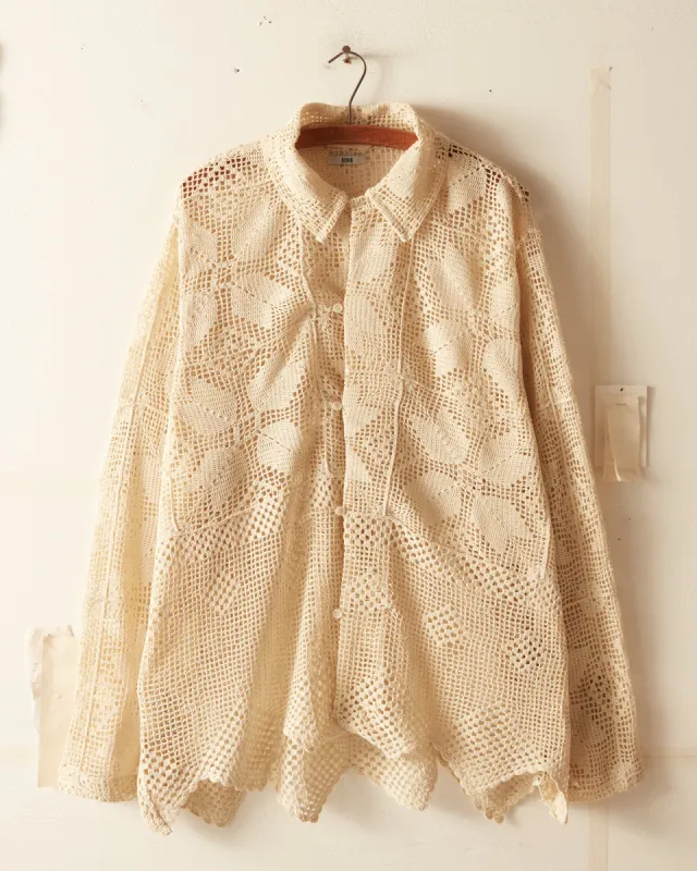 Champagne Leaf Crochet Shirt - L/XL sold by BODE