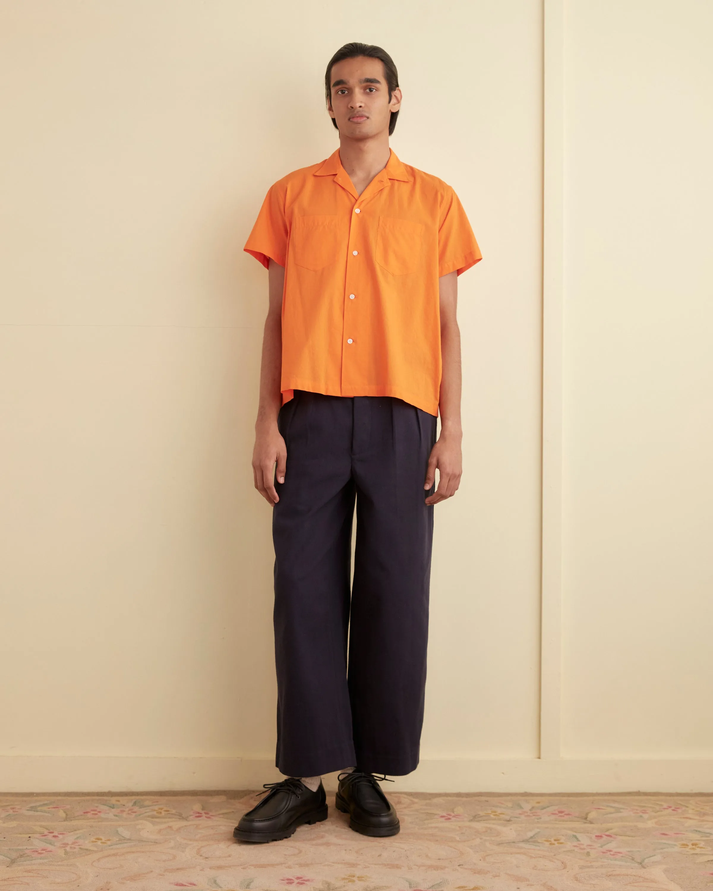 Voile Double-Pocket Short Sleeve Shirt - Orange sold by BODE