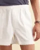 Zig-Zag Hem Shorts - White sold by BODE