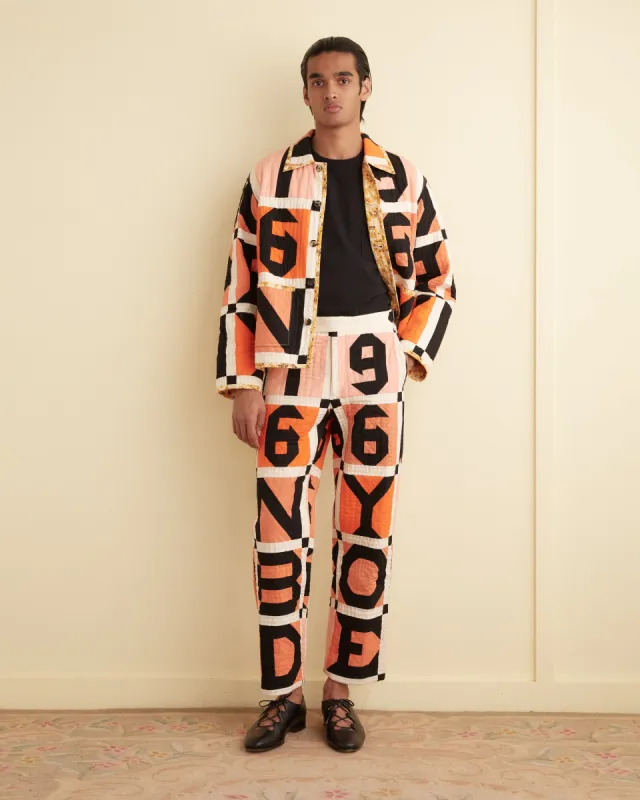 Letter Block Quilt Trousers sold by BODE
