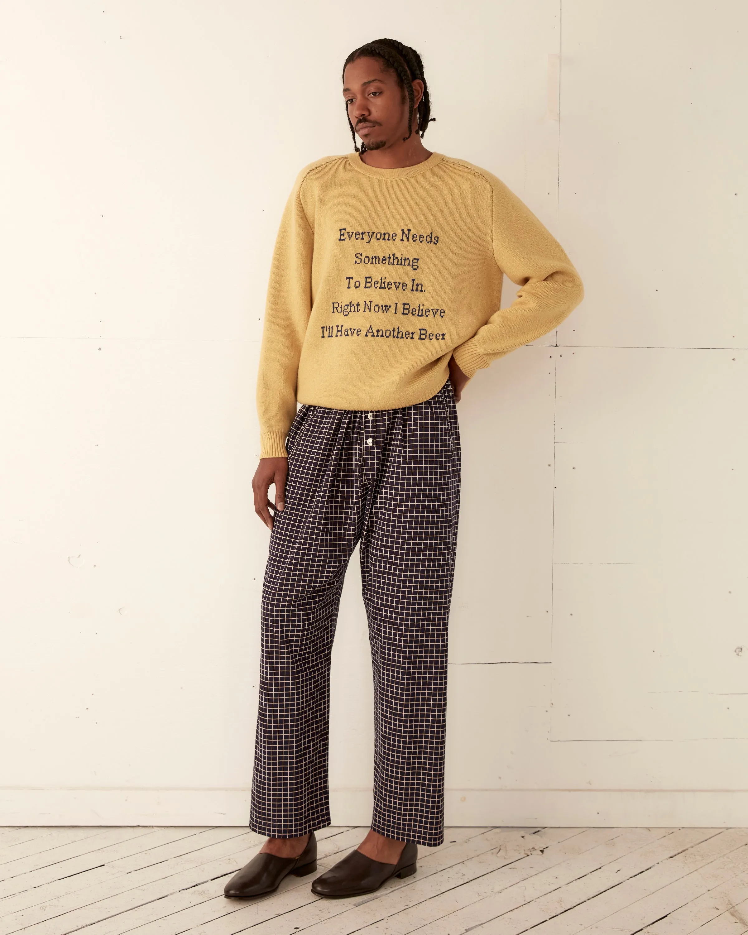 Another Beer Sweater - Yellow sold by BODE