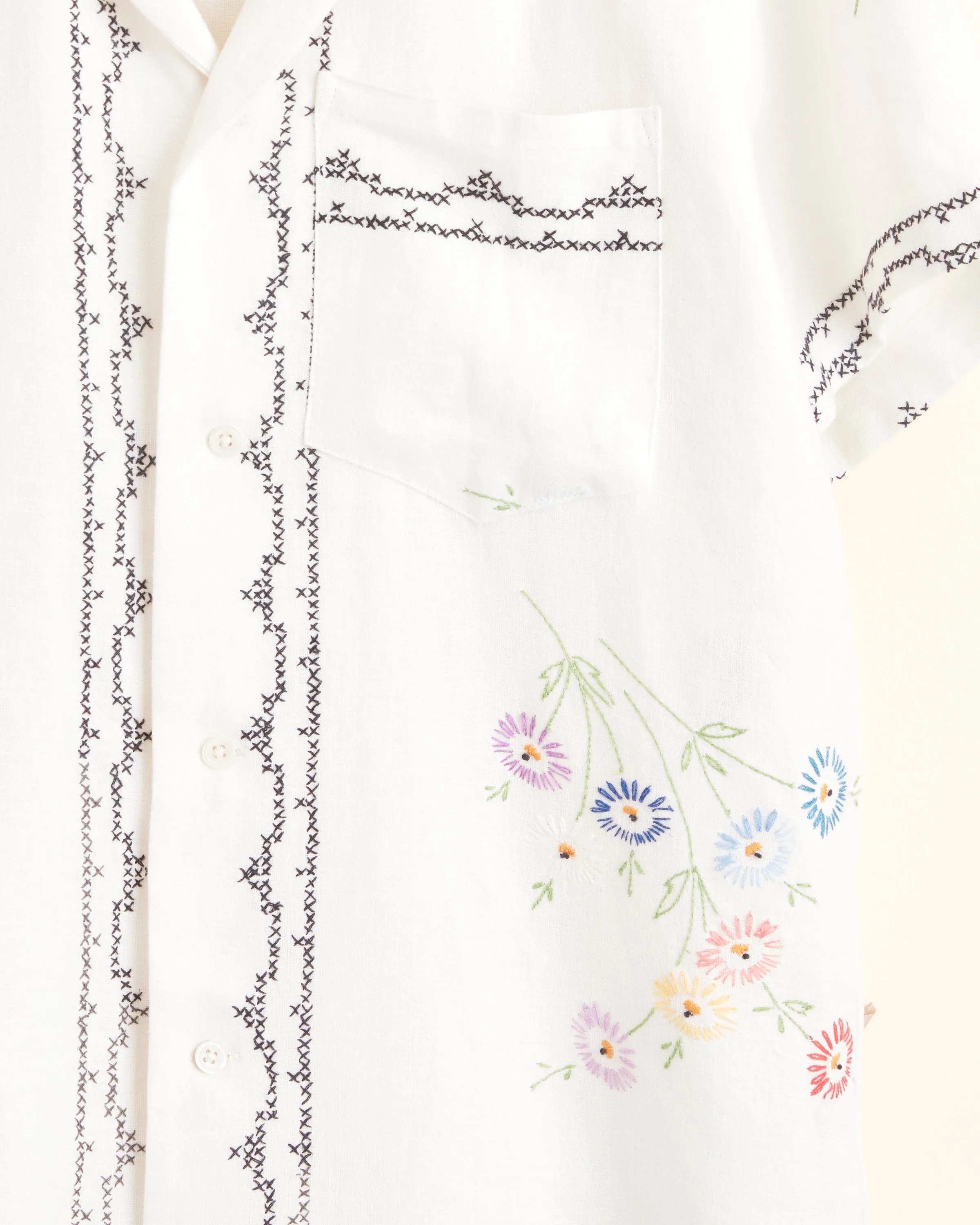 Dandelion Cross-Stitch Short Sleeve Shirt - S sold by BODE product image thumbnail 2