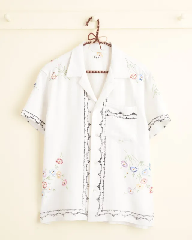 Dandelion Cross-Stitch Short Sleeve Shirt - S sold by BODE